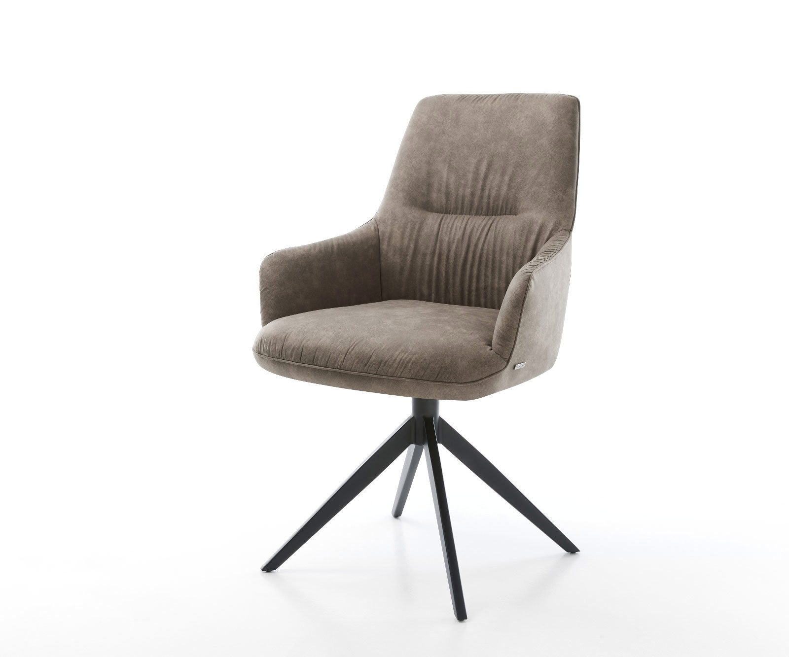Chaise-pivotante Zelia-Flex microvelours taupe vintage pied croisé large noir pivotement sur 360° fonction bascule ressorts ensachés