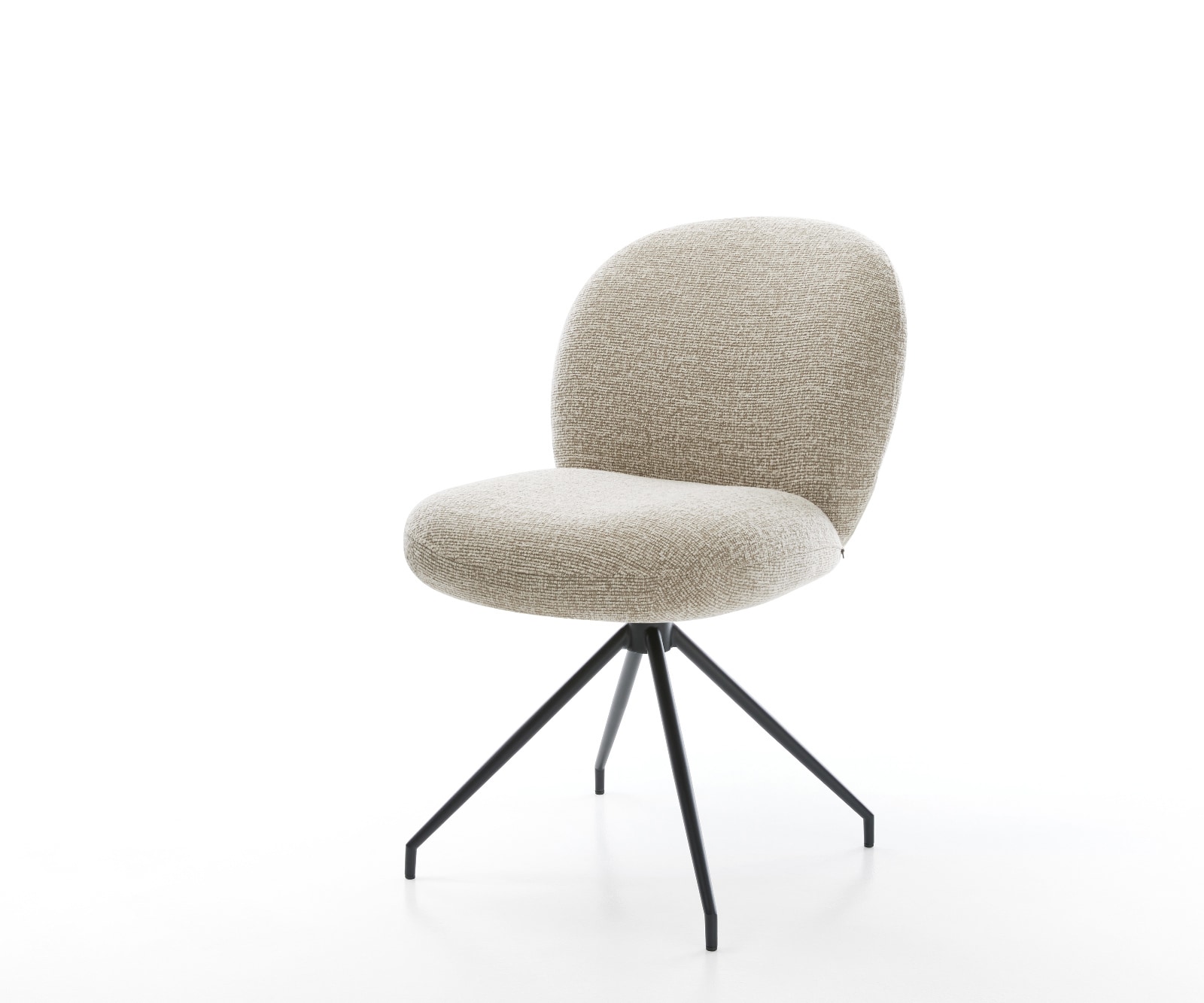 Chaise-de-salle-à-manger Nube-Flex tissu tissé doux beige pied croisé conique noir resorts ensachés 1