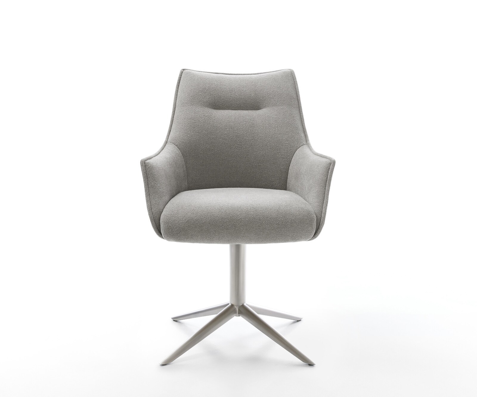 Chaise-pivotante Alja-Flex avec accoudoirs tissu structuré doux gris pied de chaise 4 branches acier inoxydable pivotement sur 360° fonction bascule resorts ensachés 1