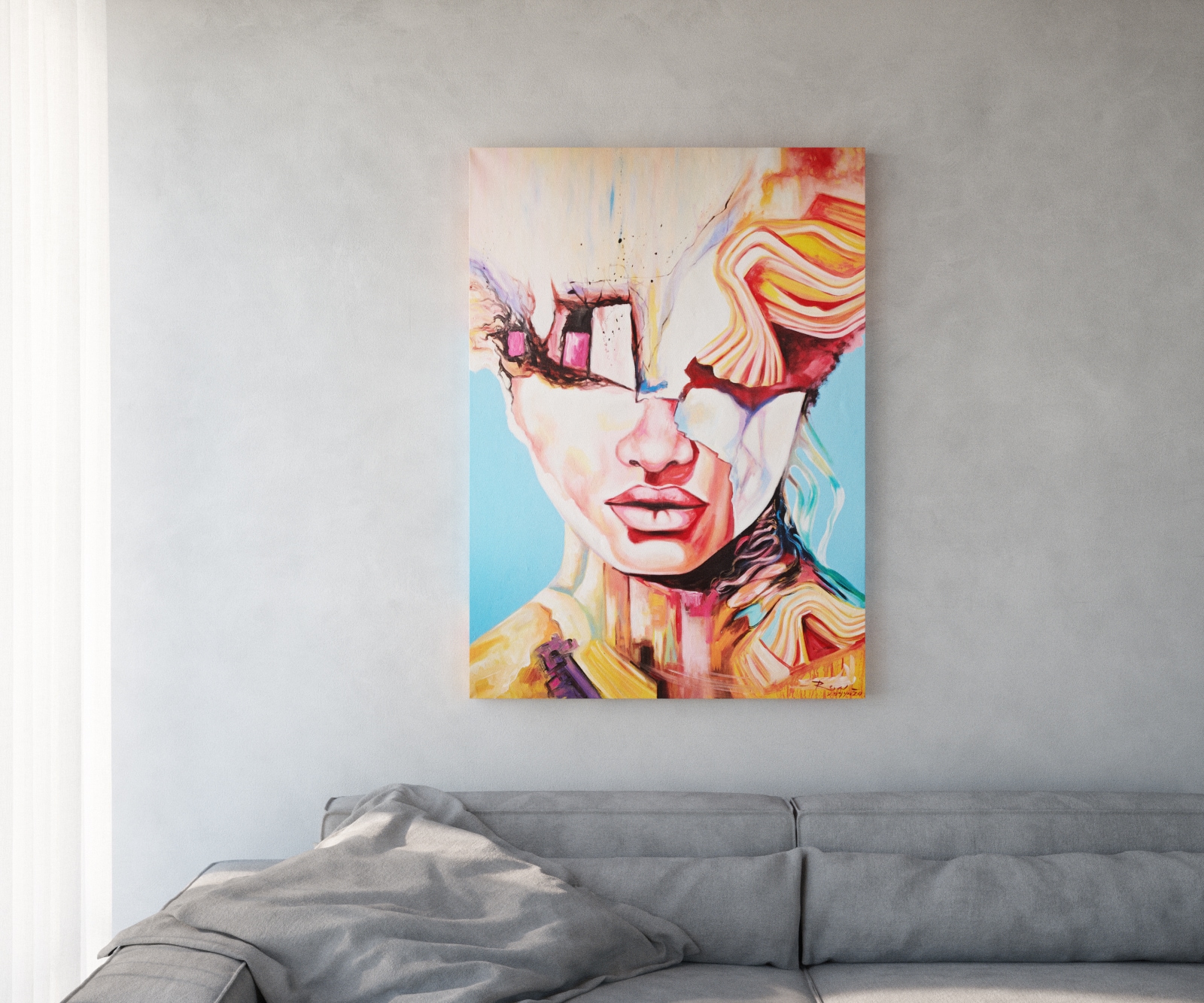Peinture Expression multicolore 100x140 cm acrylique sur toile Peinture Expression multicolore 100x140 cm acrylique sur toile