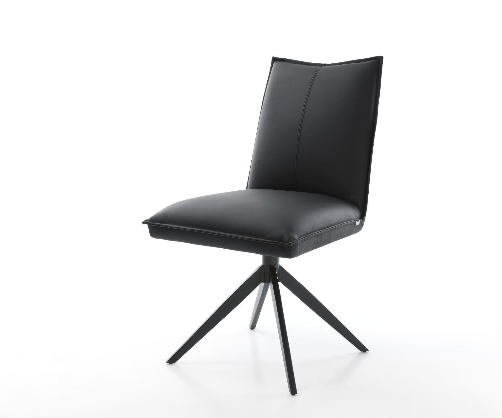 Chaise-pivotante Lelio-Flex cuir de vache noir pied croisé large noir pivotement sur 360° fonction bascule ressorts ensachés