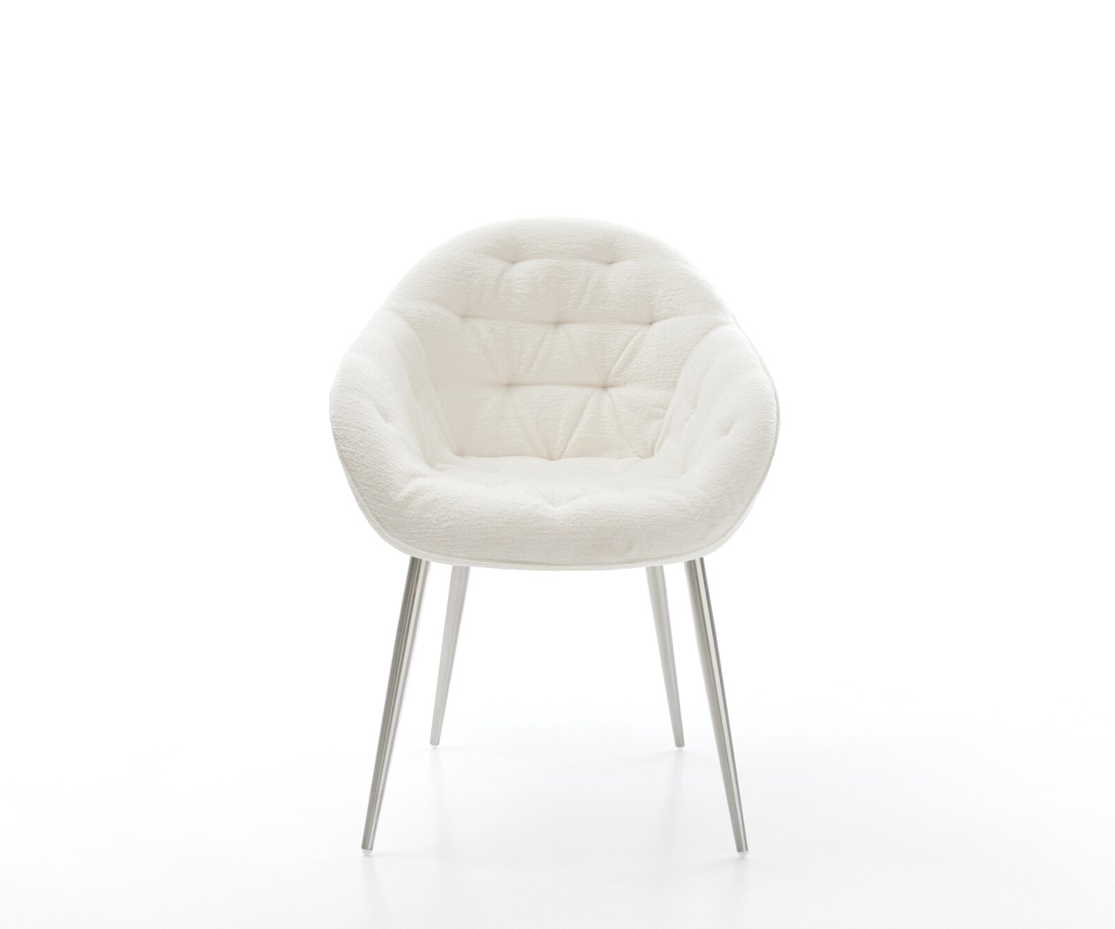 Chaise-de-salle-à-manger Gaio-Flex bouclé doux beige 4 pieds coniques acier inoxydable 1