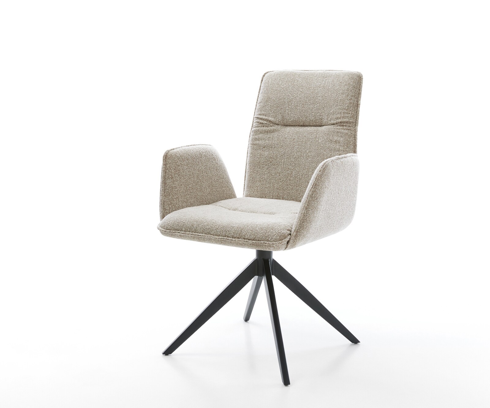 Chaise-pivotante Vinja-Flex tissu tissé doux beige pied croisé large noir pivotement sur 360° fonction bascule 1