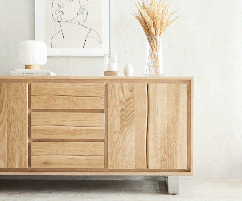 Buffet Live-Edge 170 cm chêne naturel 3 tiroirs 4 portes 5 Buffet Live-Edge 170 cm chêne naturel 3 tiroirs 4 portes 5