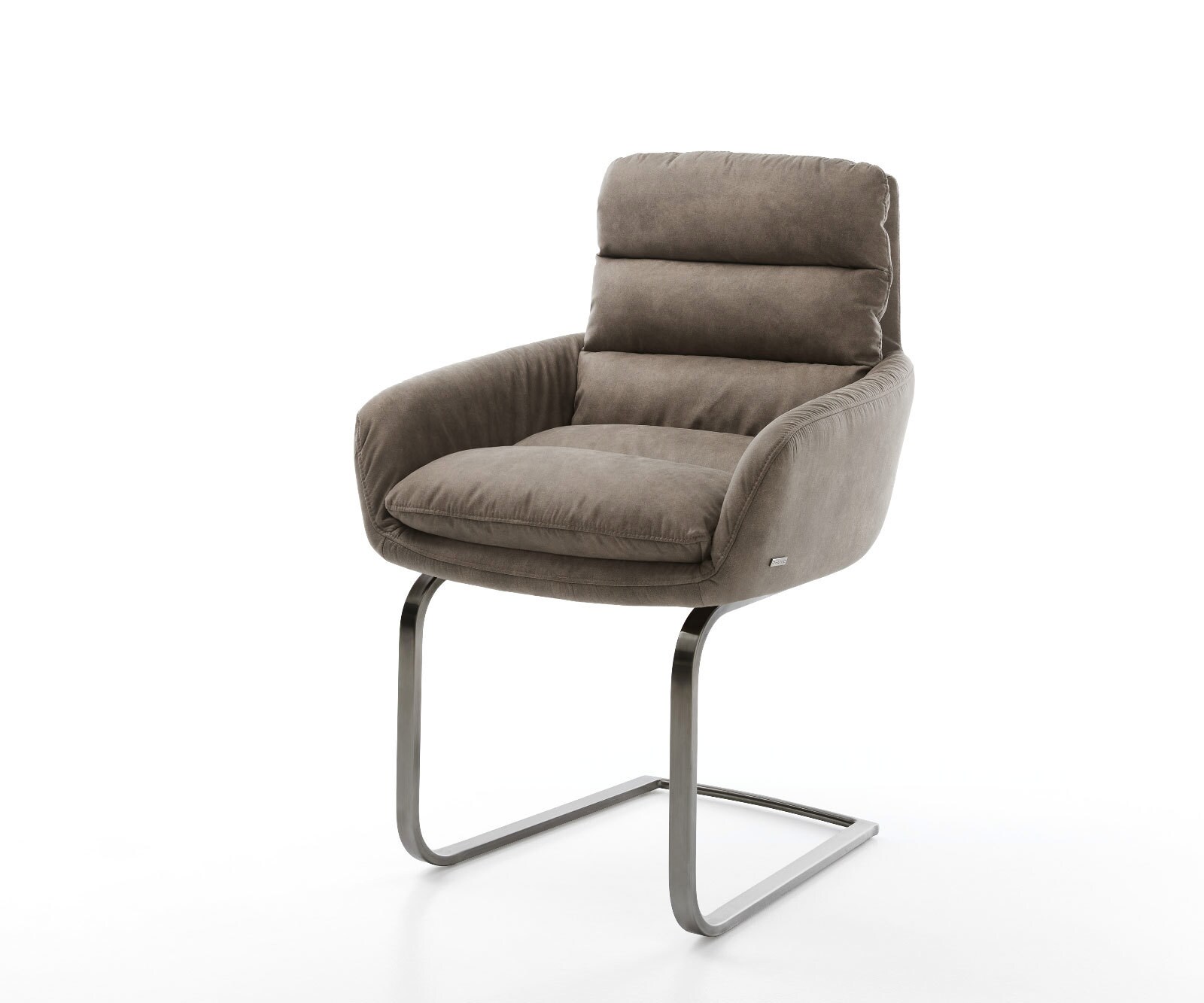 Cantilever Abelia-Flex avec accoudoirs microvelours taupe vintage pied cantilever plat grafiete 1