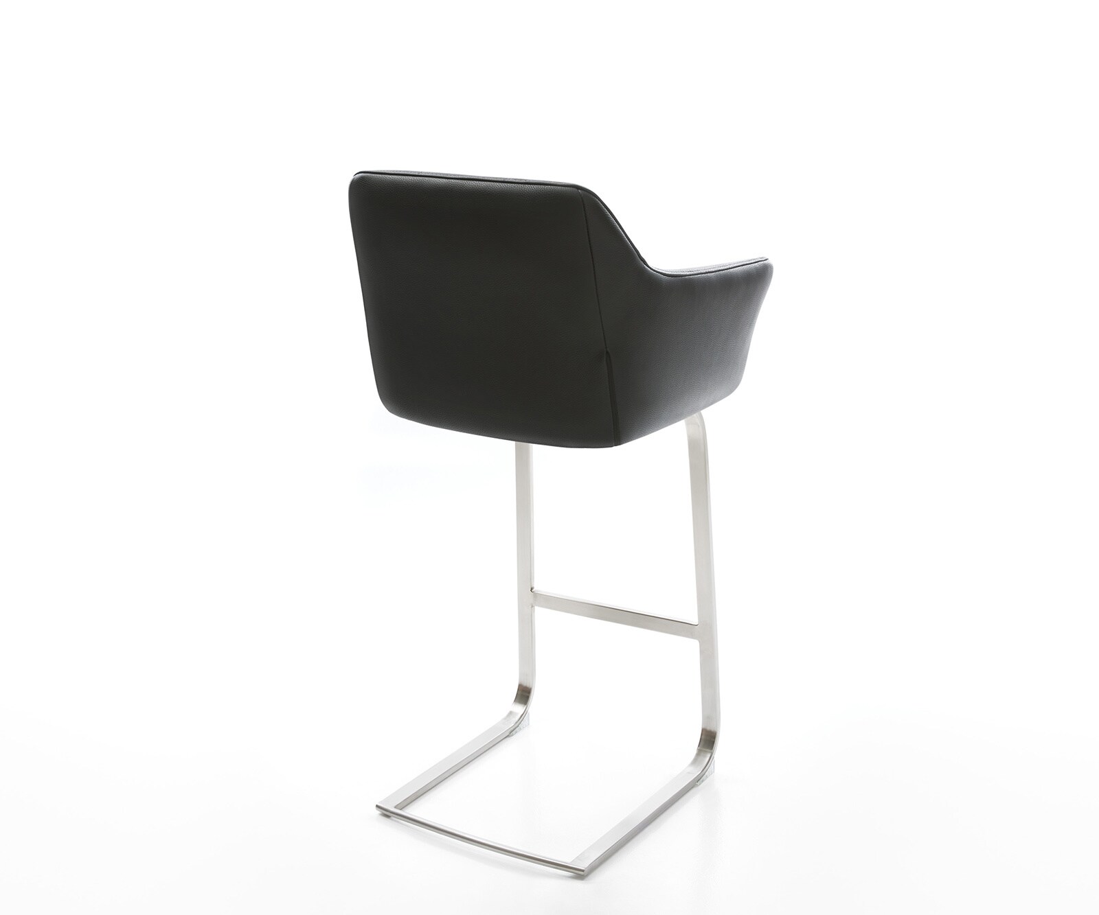 Chaise-de-bar Yulo-Flex cuir véritable noir chaise cantilever acier plat inoxydable 4