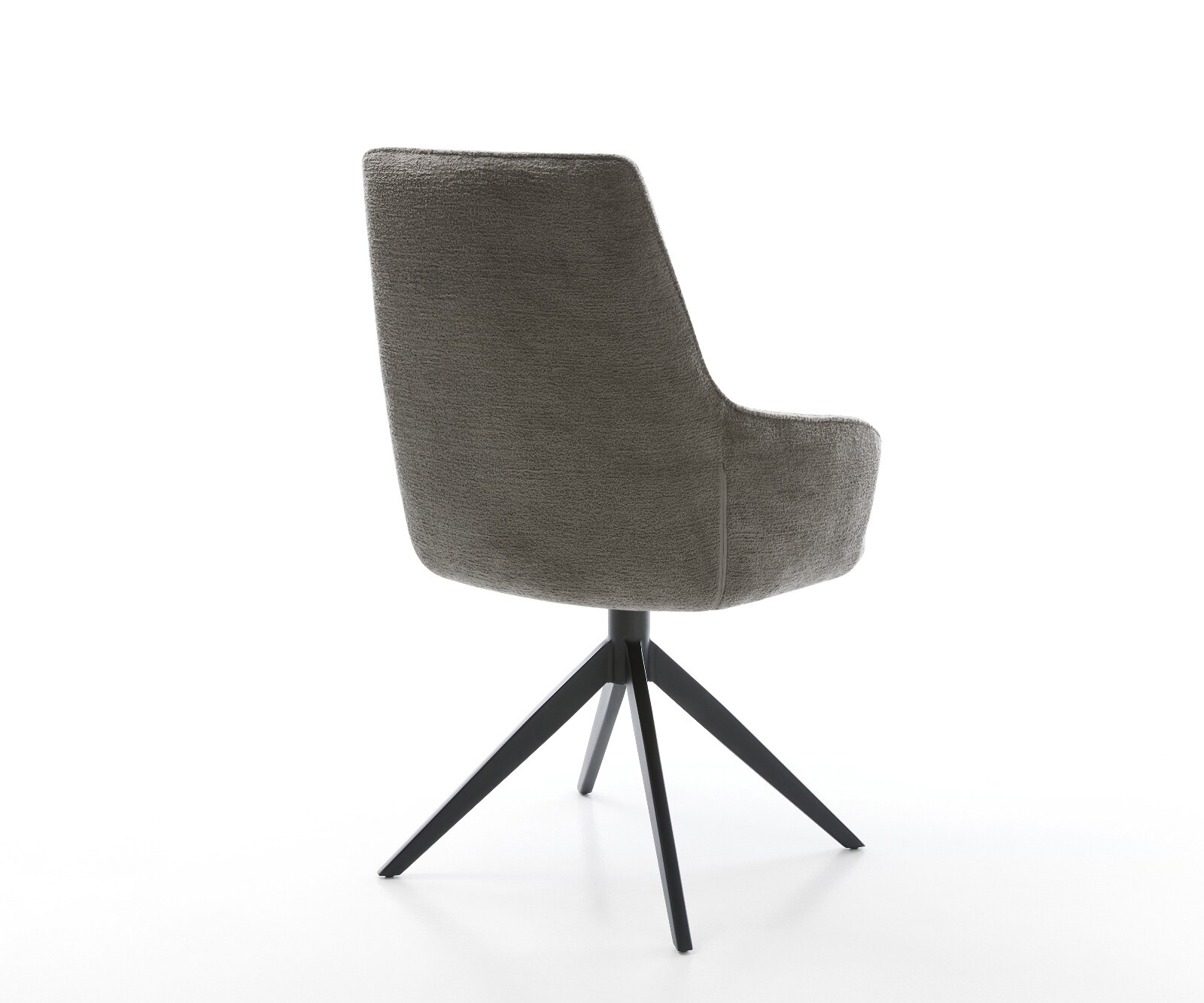 Chaise-pivotante Zelia-Flex avec accoudoirs bouclé doux couleur boue pied croisé large noir pivotement sur 360° fonction bascule resorts ensachés 5