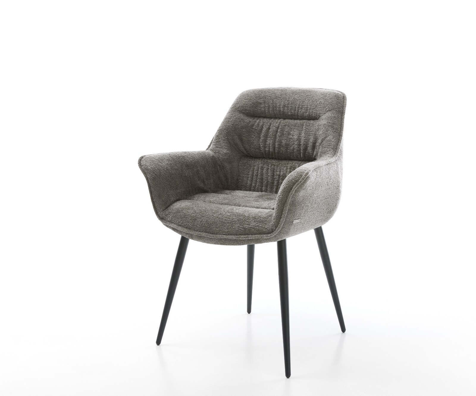 Chaise-de-salle-à-manger Kaira-Flex bouclé doux couleur boue 4 pieds coniques noir