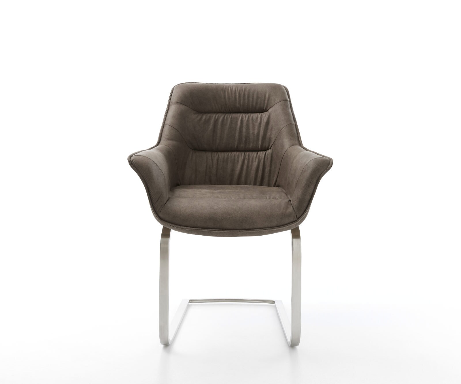 Cantilever Kaira-Flex microvelours taupe vintage pied cantilever plat acier inoxydable brossé 1 Cantilever Kaira-Flex microvelours taupe vintage pied cantilever plat acier inoxydable brossé 1