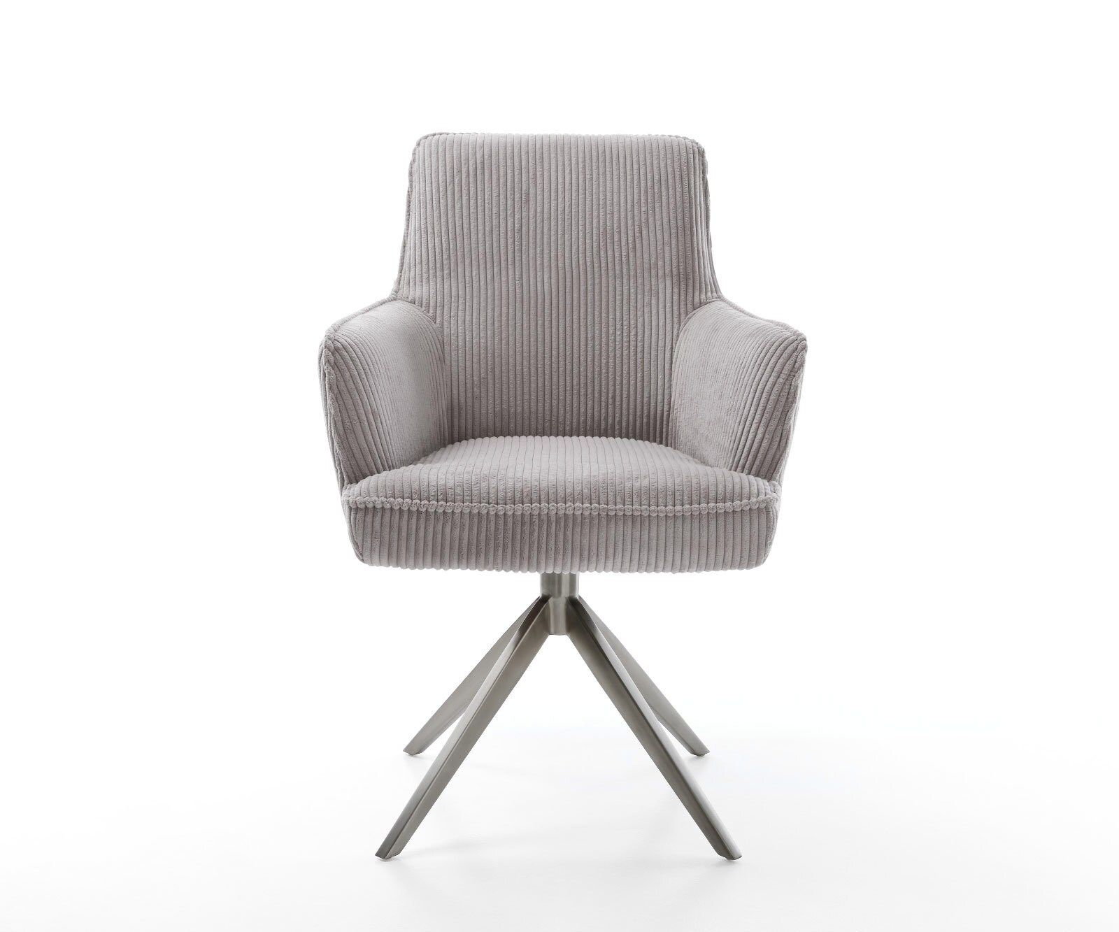 Chaise-pivotante Heira-Flex mit Armlehnen côtelé gris argenté pied croisé large grafiete pivotement sur 360° fonction bascule ressorts ensachés 1