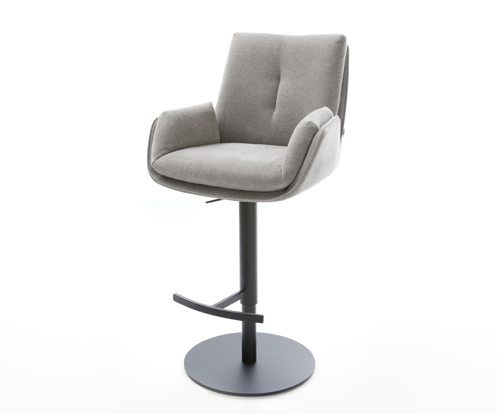 Chaise-de-bar Clea-Flex Tissu structuré Soft Grey Pied pivotant réglable en hauteur Métal pivotant 1