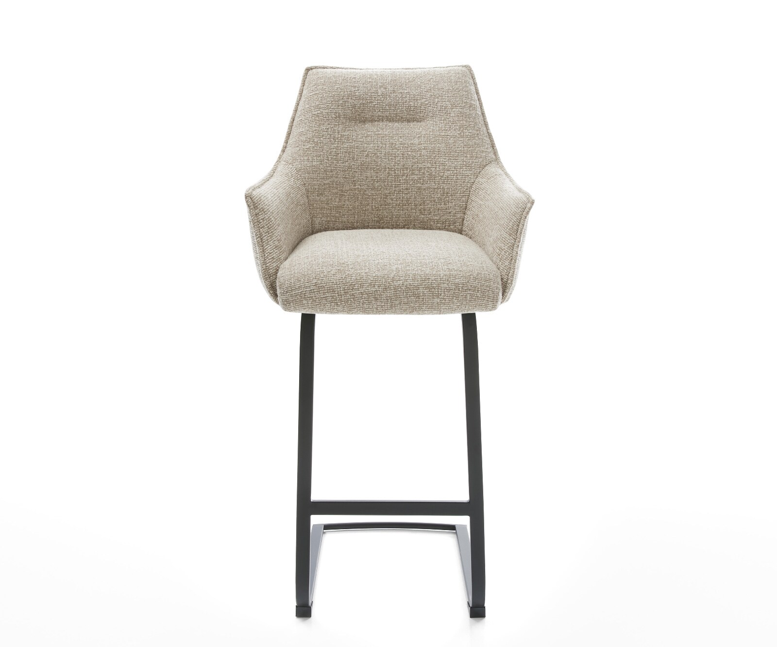 Chaise-de-bar Alja-Flex Tissu tissé doux Beige Pied cantilever plat noir Noir Ressort ensaché 2
