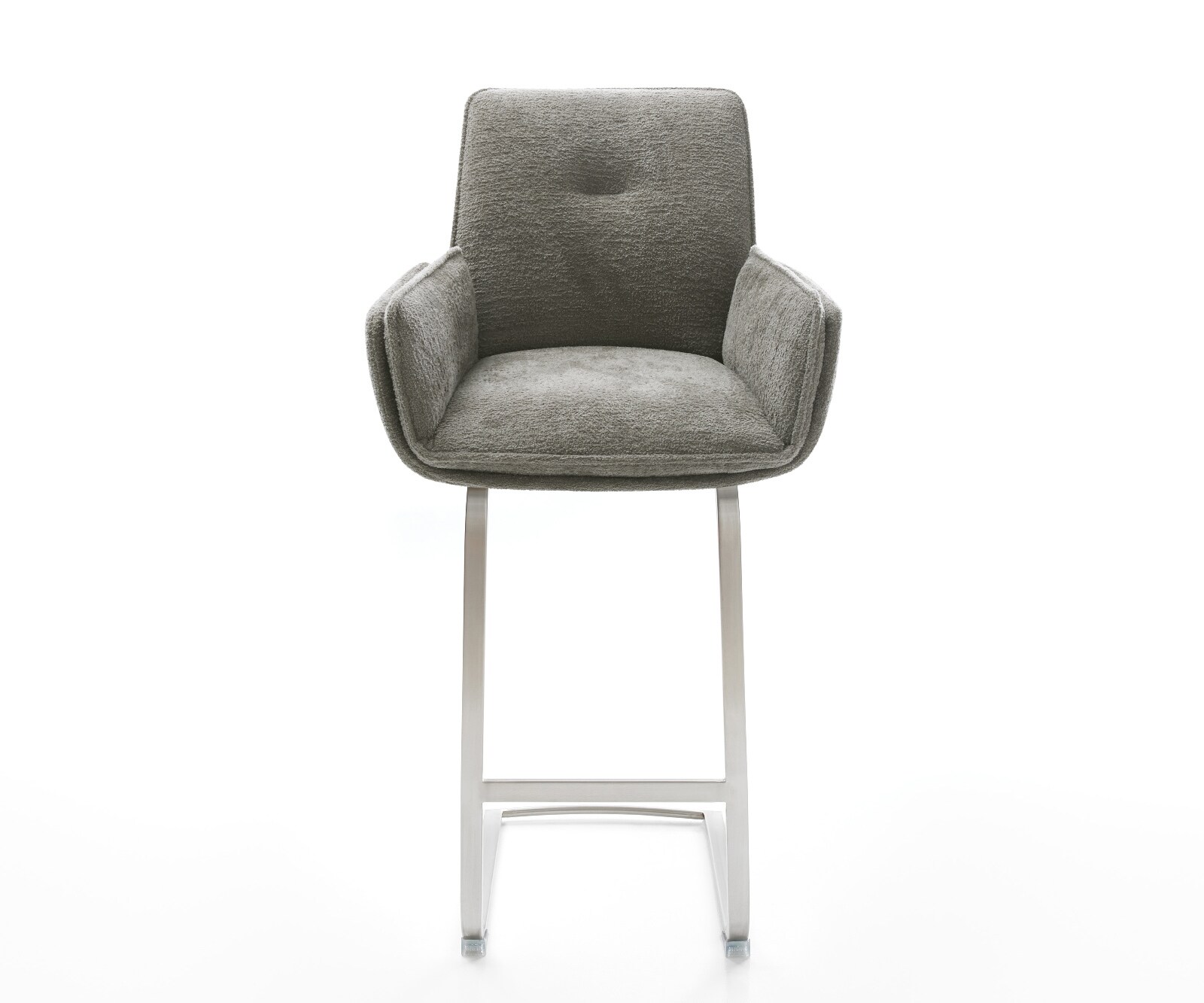 Chaise-de-bar Nela-Flex Bouclé doux Boue Pied cantilever acier inoxydable Argent 2