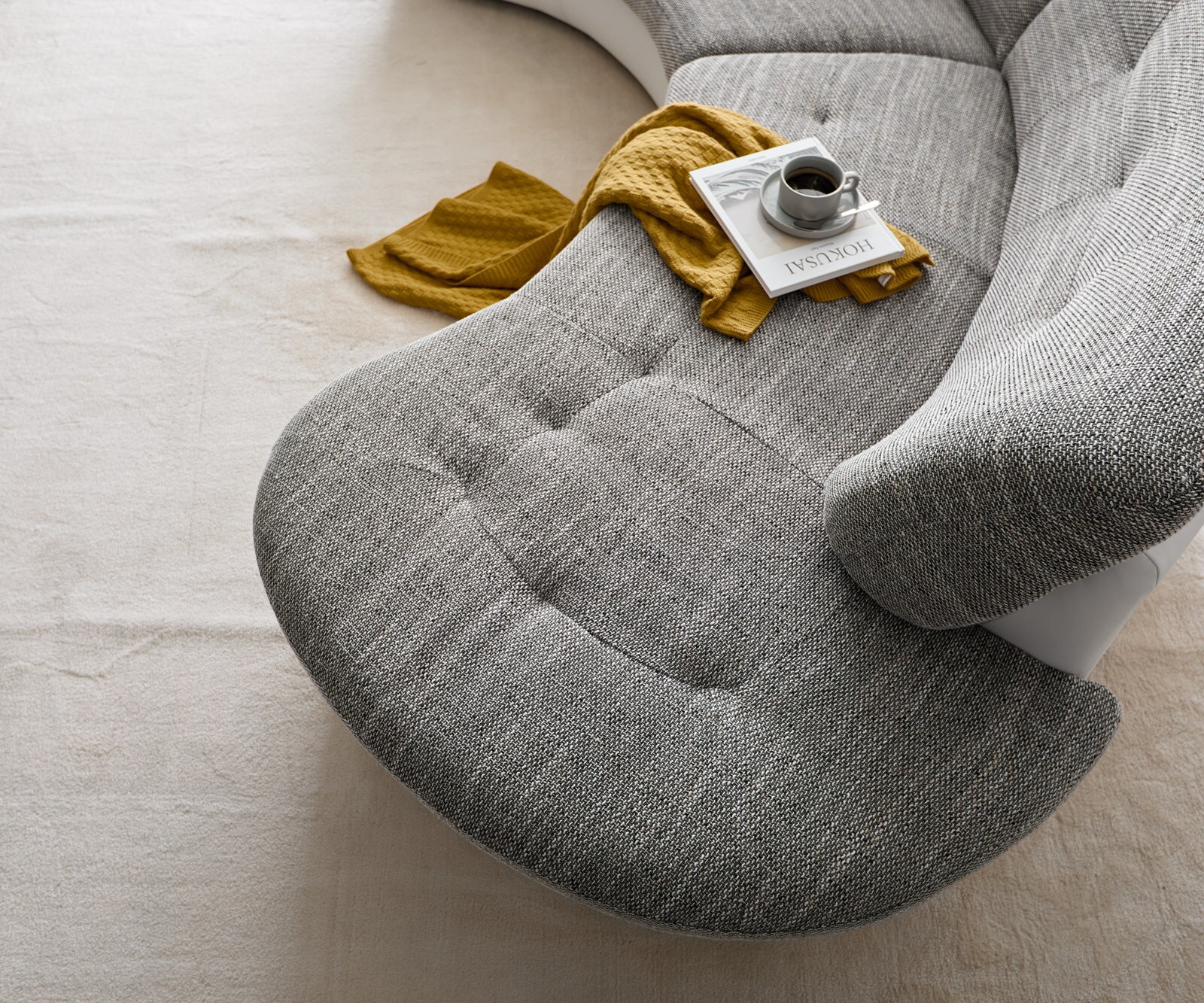 Canapé Napoli 300x95cm blanc gris clair avec coussin 3 Canapé Napoli 300x95cm blanc gris clair avec coussin 3