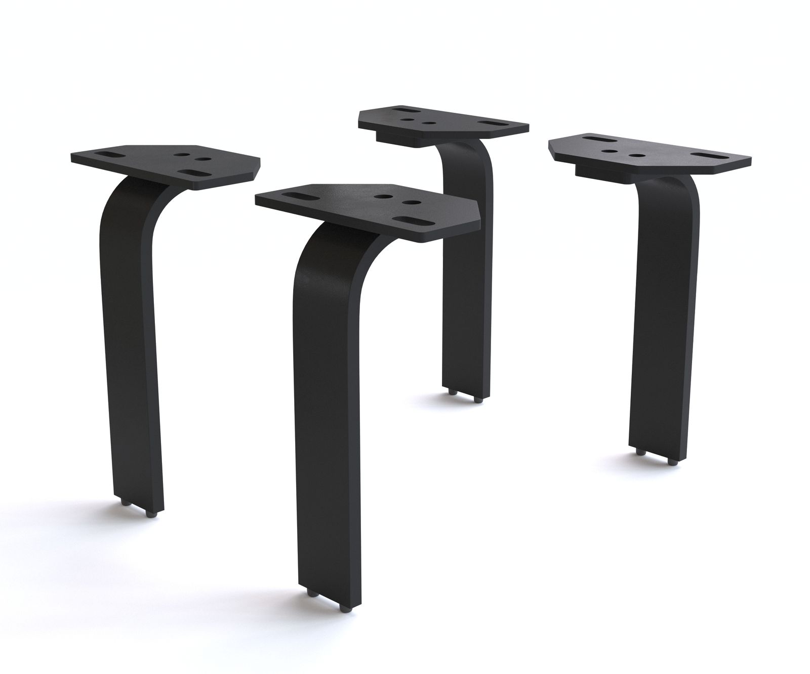 Pied-en-L 20 cm métal noir pour tous types de meubles (set de 4)