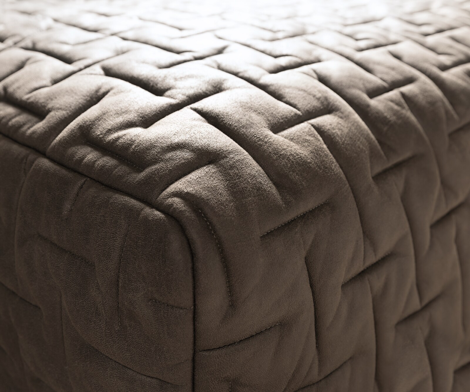 Bigsofa Freestyle 280x110 cm Tissu microfibre Taupe Vintage matelassé 2