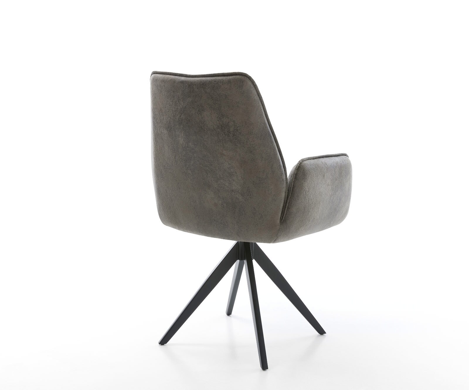 Chaise-de-salle-à-manger Zoa-Flex microvelours gris antique pied croisé angulaire noir ressorts ensachés 4