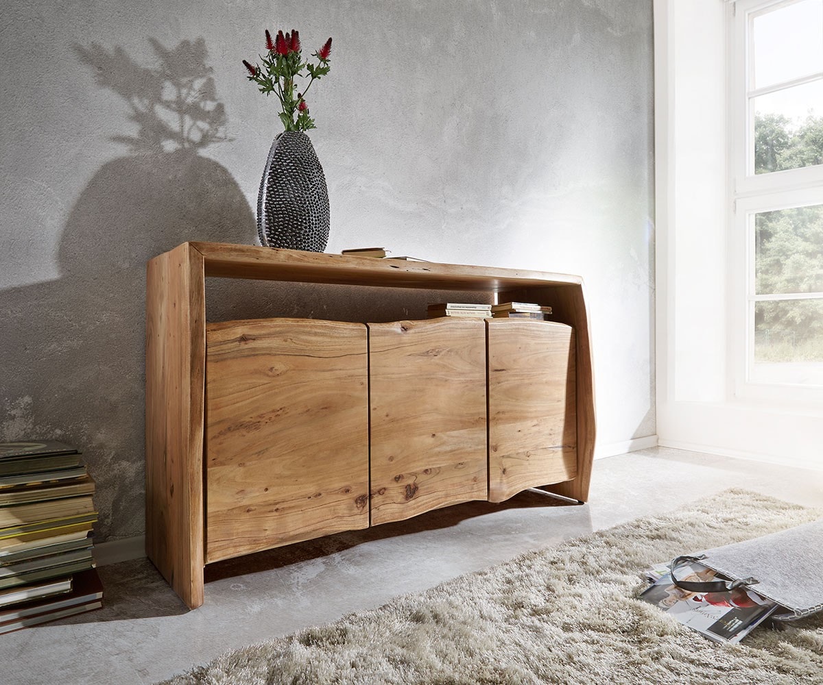 Commode Live-Edge 145 cm acacia nature 3 portes Commode Live-Edge 145 cm acacia nature 3 portes