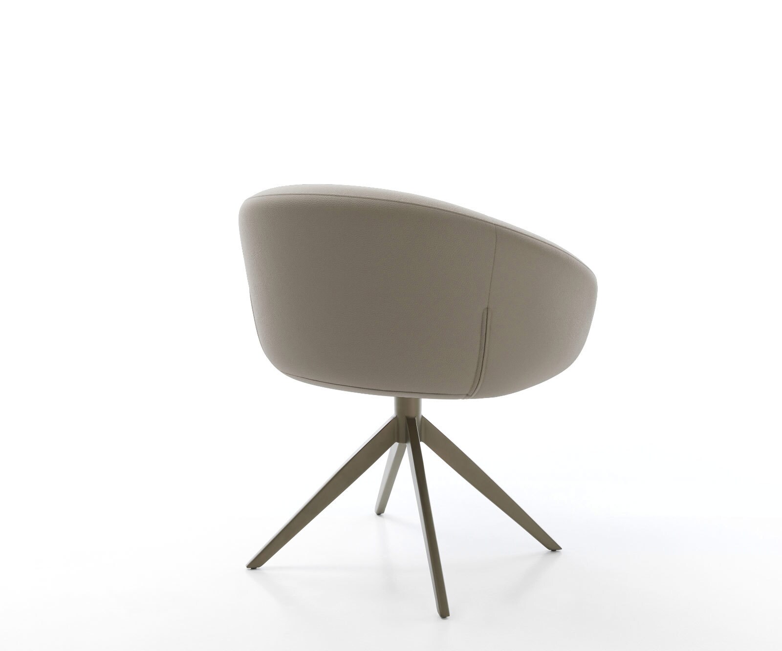 Chaise-pivotante Vinka-Flex cuir de vache couleur boue pied croisé large aspect titane pivotement sur 360° fonction bascule ressorts ensachés 4