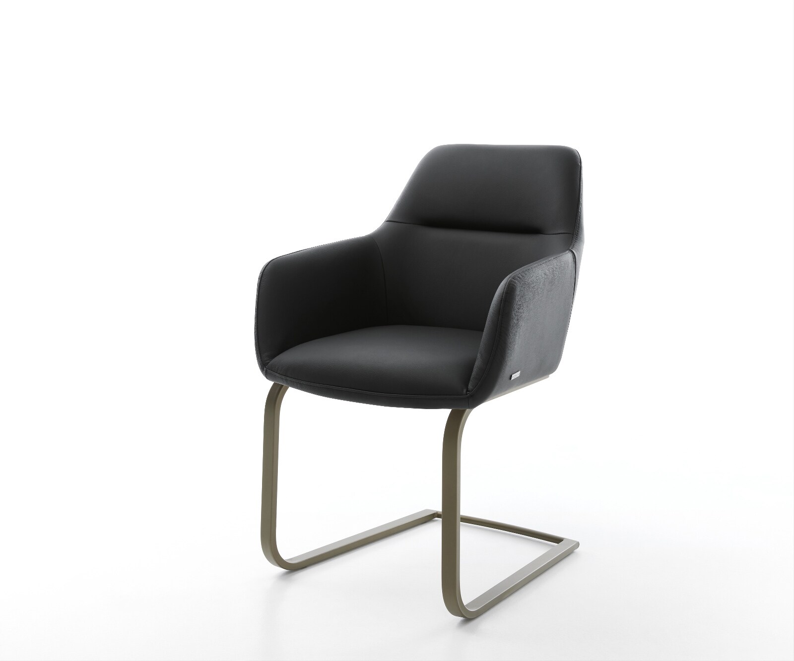 Cantilever Pejo-Flex cuir de vache noir pied cantilever plat aspect titane ressorts ensachés 1
