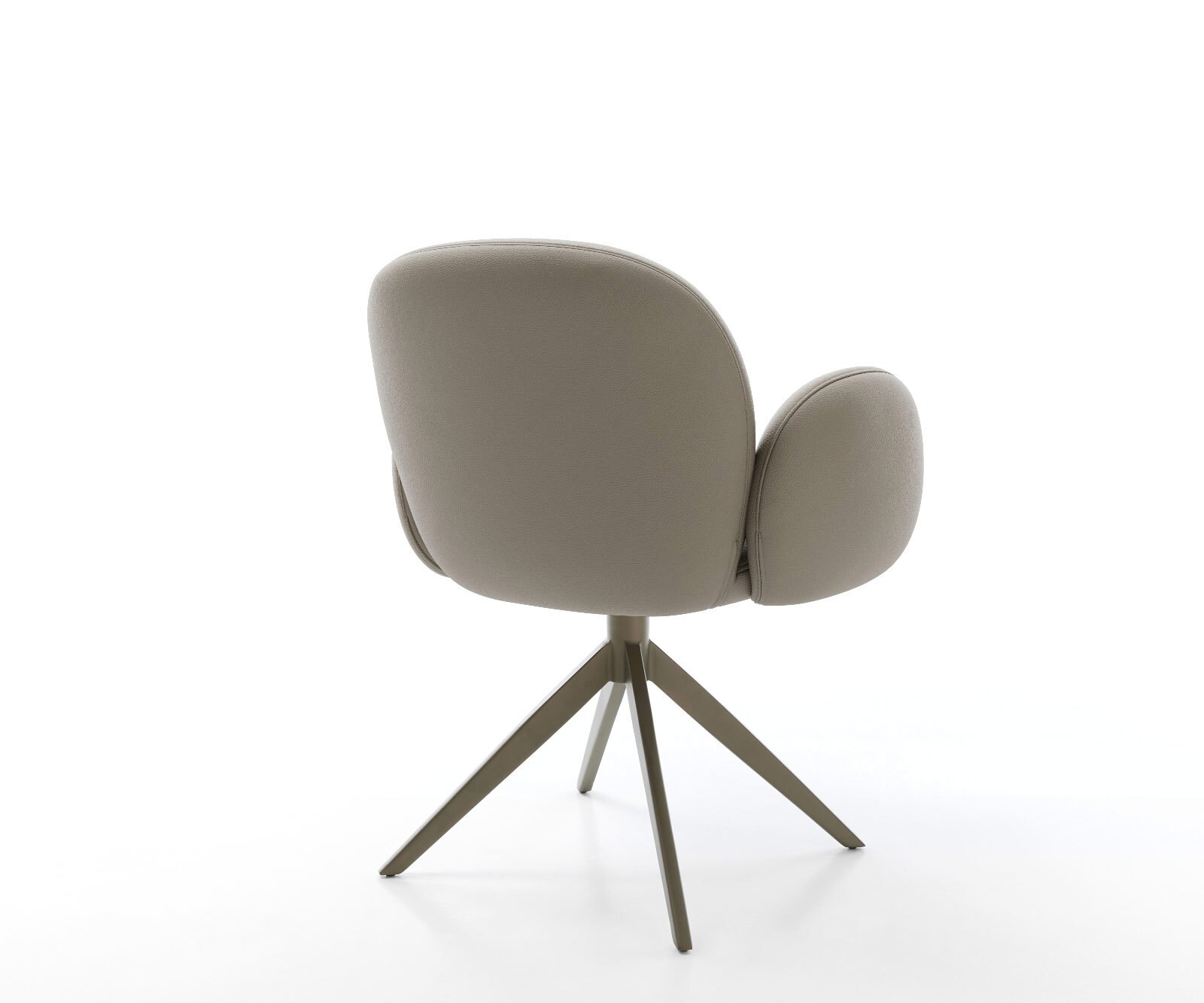 Chaise-pivotante Nube-Flex cuir de vache couleur boue pied croisé large aspect titane pivotement sur 360° fonction bascule ressorts ensachés 4