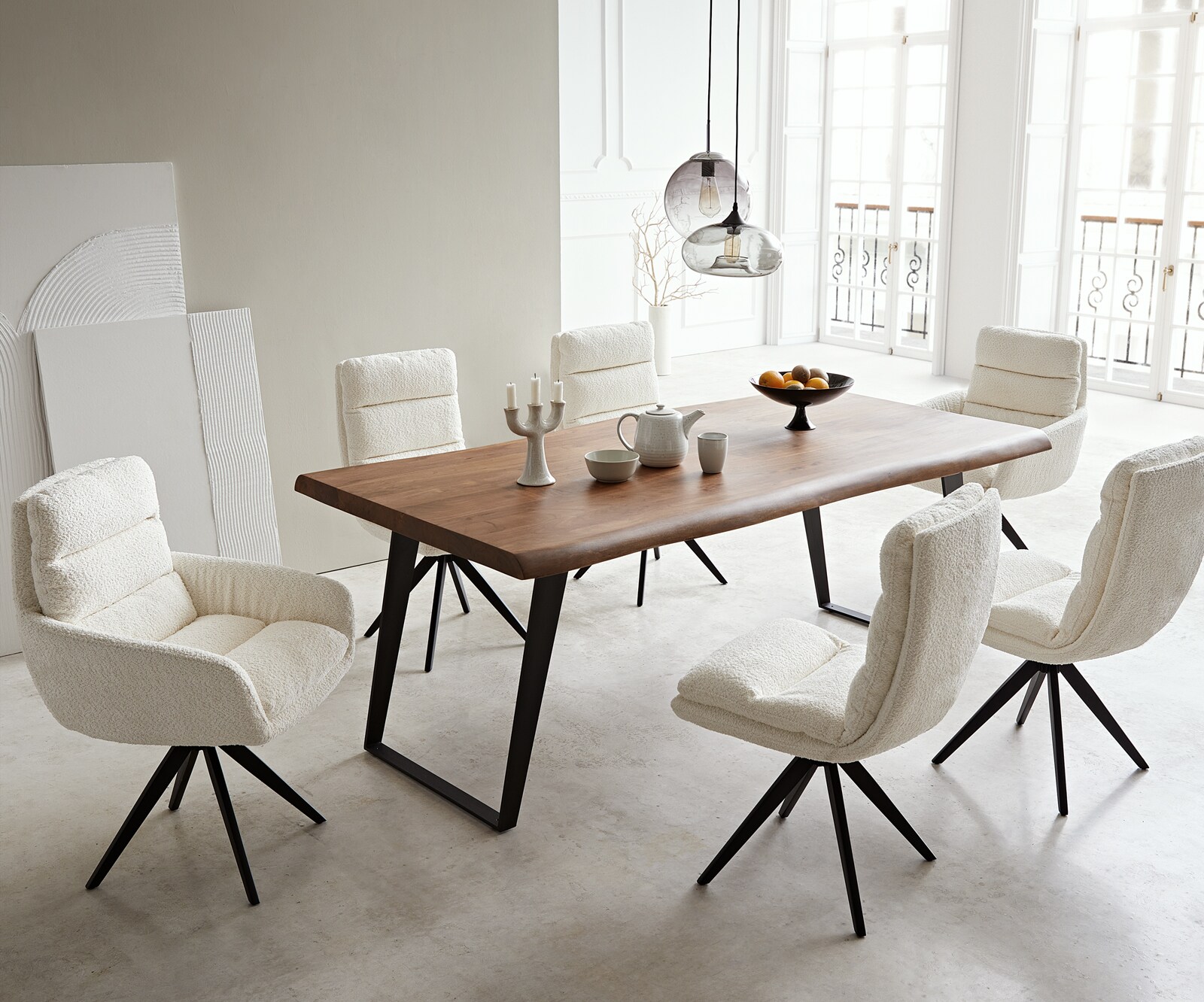 Table-à-manger Edge 200x100 XL acacia marron métal incliné Live-Edge 6