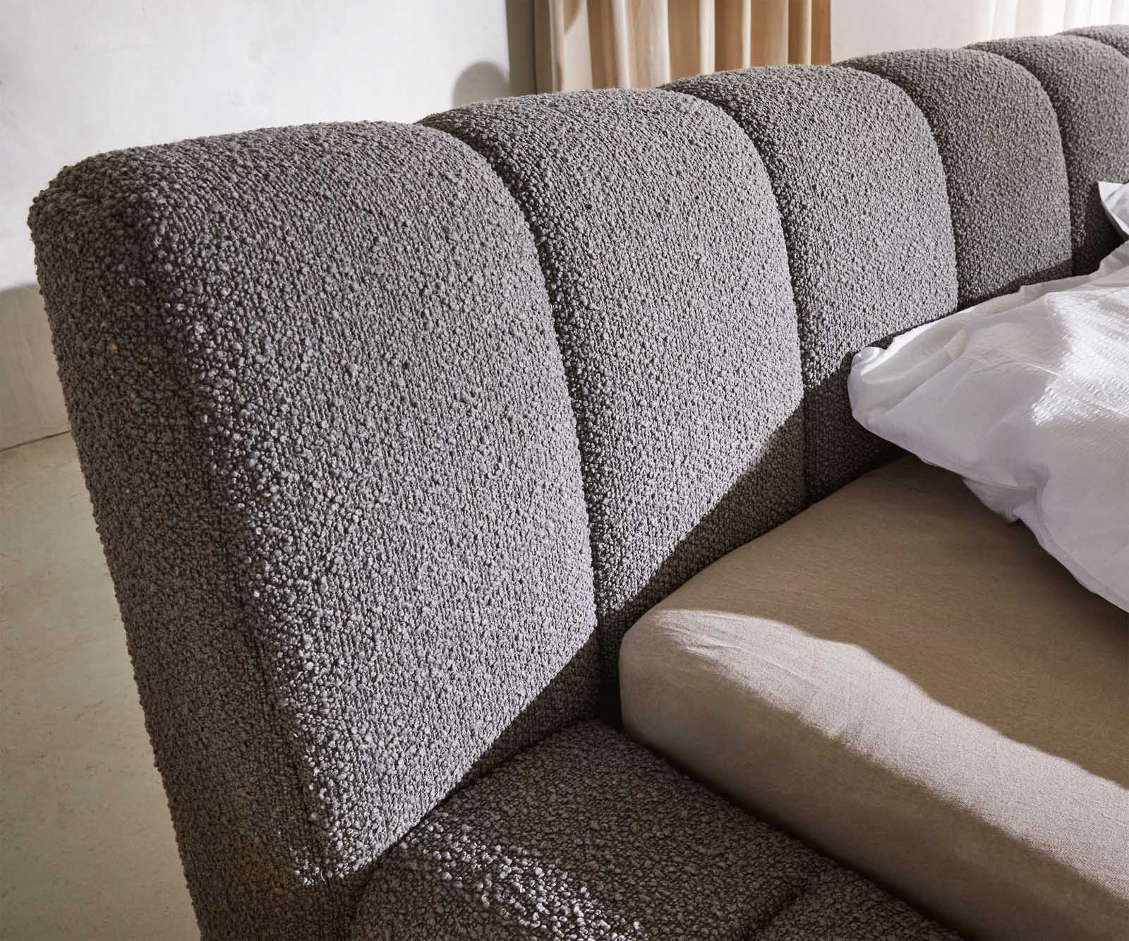 Cadre-de-lit-rembourré Cutio 140x200 cm Bouclé gris argenté 5