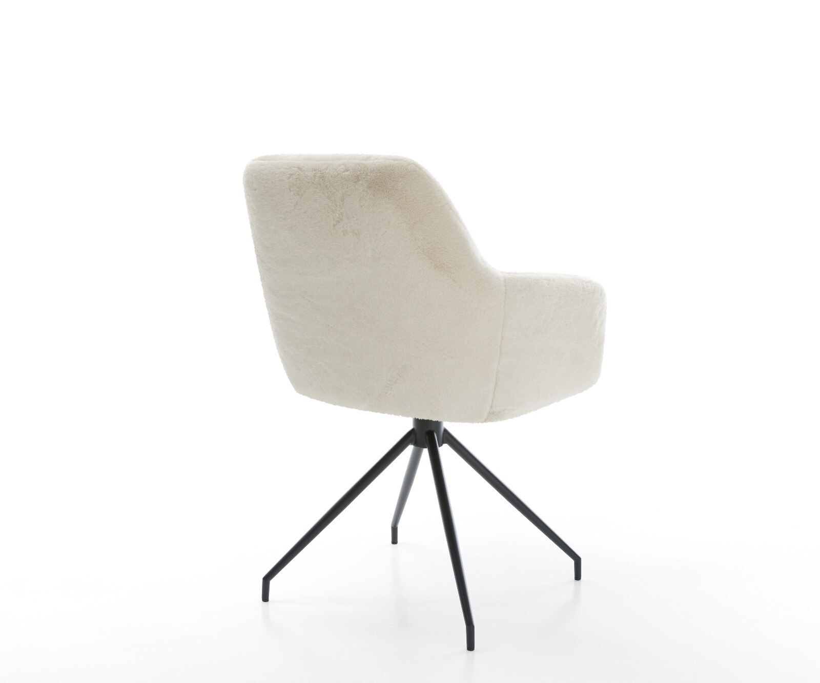 Chaise-de-salle-à-manger Pejo-Flex peluche crème-blanc pied croisé conique noir resorts ensachés 5