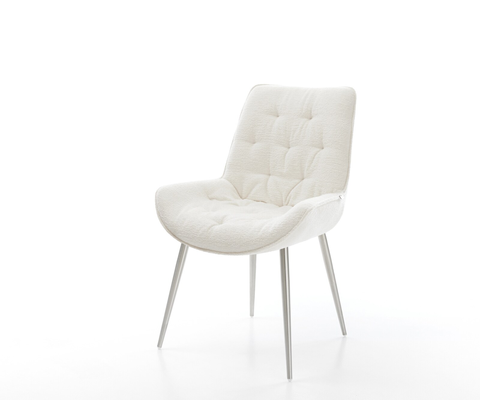 Chaise-de-salle-à-manger Taimi-Flex bouclé doux beige 4 pieds coniques acier inoxydable 1