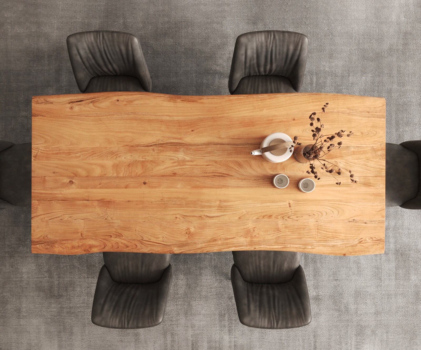 Table à manger Edge 200x100 acacia naturee Troa métal noir Live-Edge 5