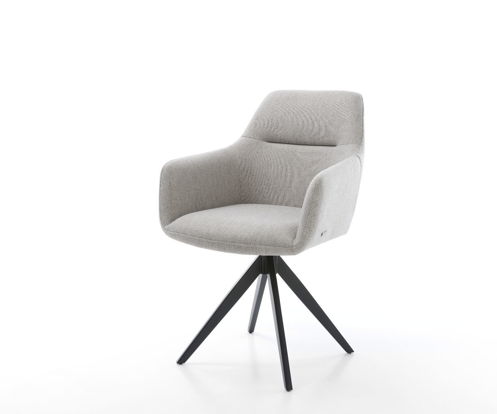 Chaise-de-salle-à-manger Pejo-Flex rayures gris clair pied croisé angulaire noir ressorts ensachés