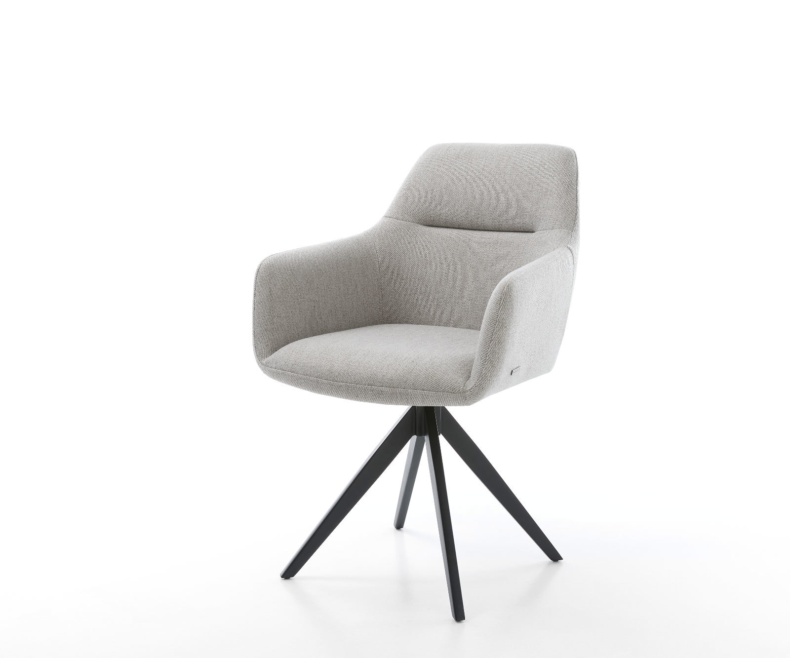 Chaise-de-salle-à-manger Pejo-Flex rayures gris clair pied croisé angulaire noir ressorts ensachés Chaise-de-salle-à-manger Pejo-Flex rayures gris clair pied croisé angulaire noir ressorts ensachés