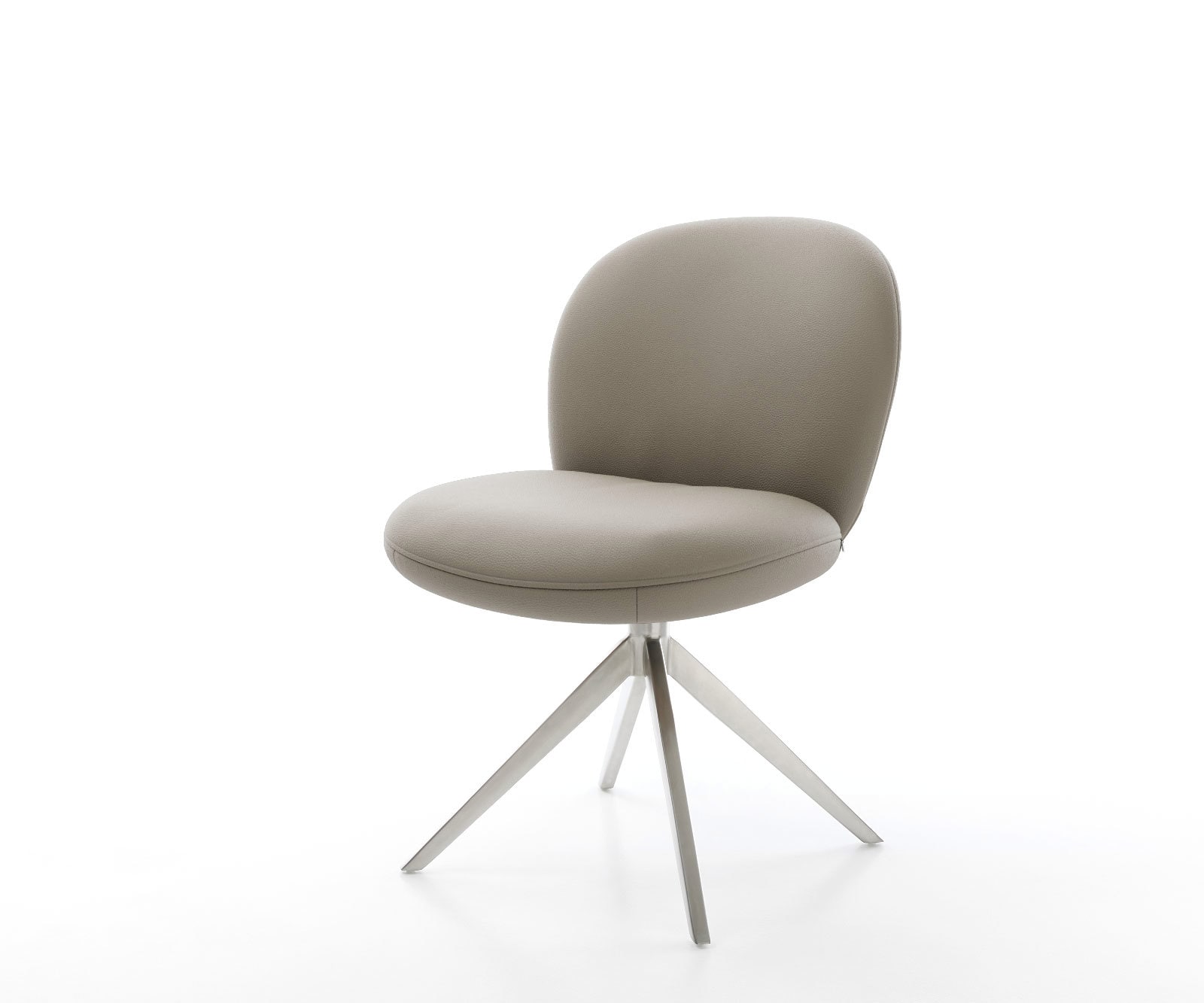 Chaise-pivotante Nube-Flex cuir de vache couleur boue pied croisé large acier inoxydable brossé pivotement sur 360° fonction bascule ressorts ensachés Chaise-pivotante Nube-Flex cuir de vache couleur boue pied croisé large acier inoxydable brossé pivotement sur 360° fonction bascule ressorts ensachés