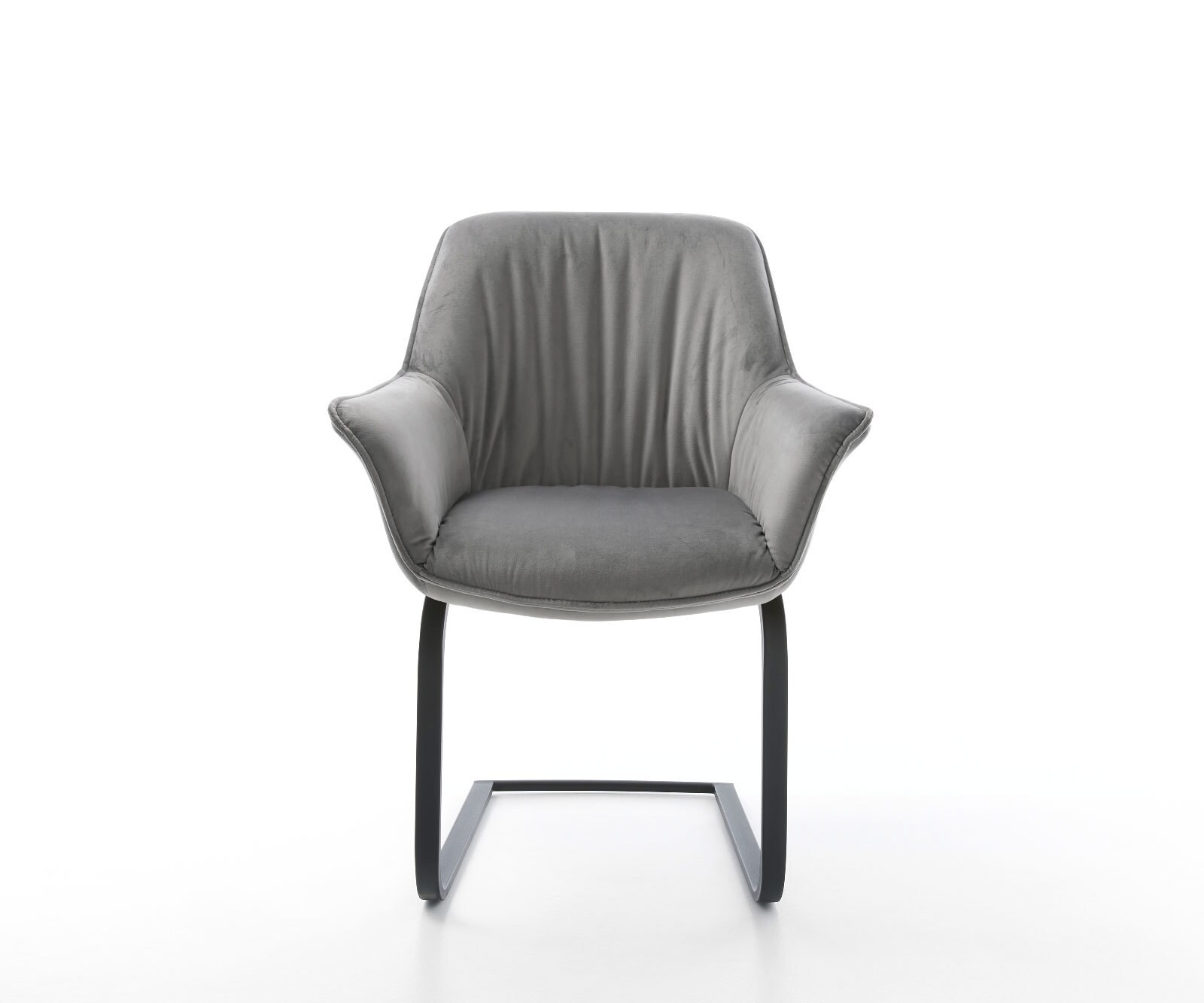 Cantilever Keila-Flex avec accoudoirs velours gris pied cantilever plat noir 2