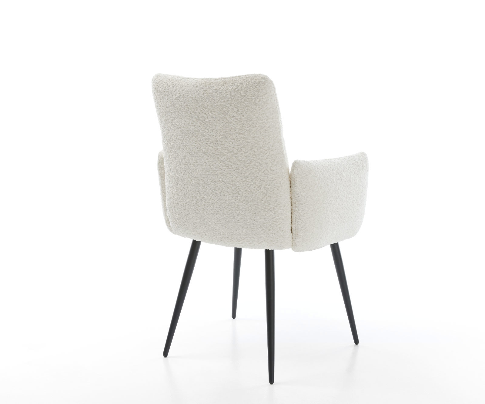 Chaise-de-salle-à-manger Jova-Flex avec accoudoirs bouclé blanc 4 pieds coniques noir ressorts ensachés 5
