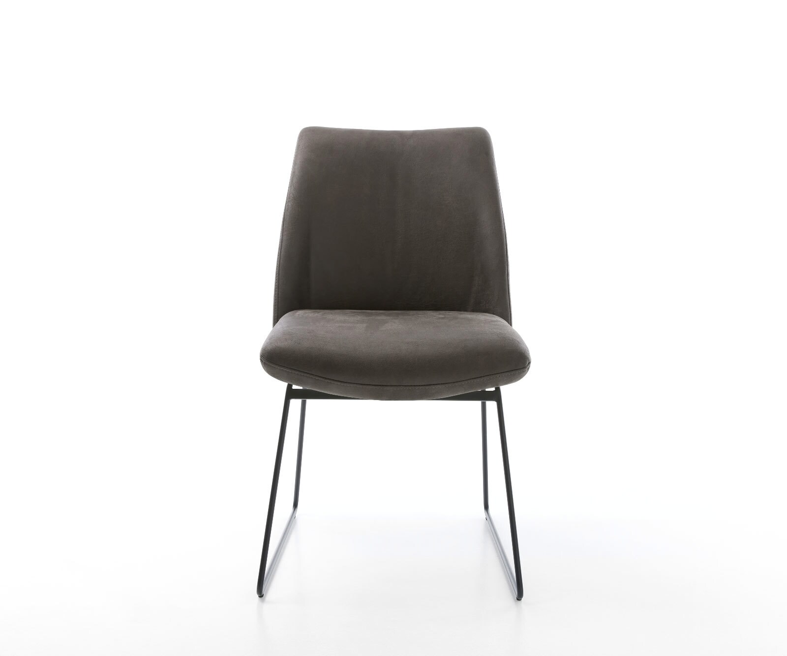 Chaise-de-salle-à-manger Elso-Flex microvelours anthracite vintage pied trapèze noir ressorts ensachés 2