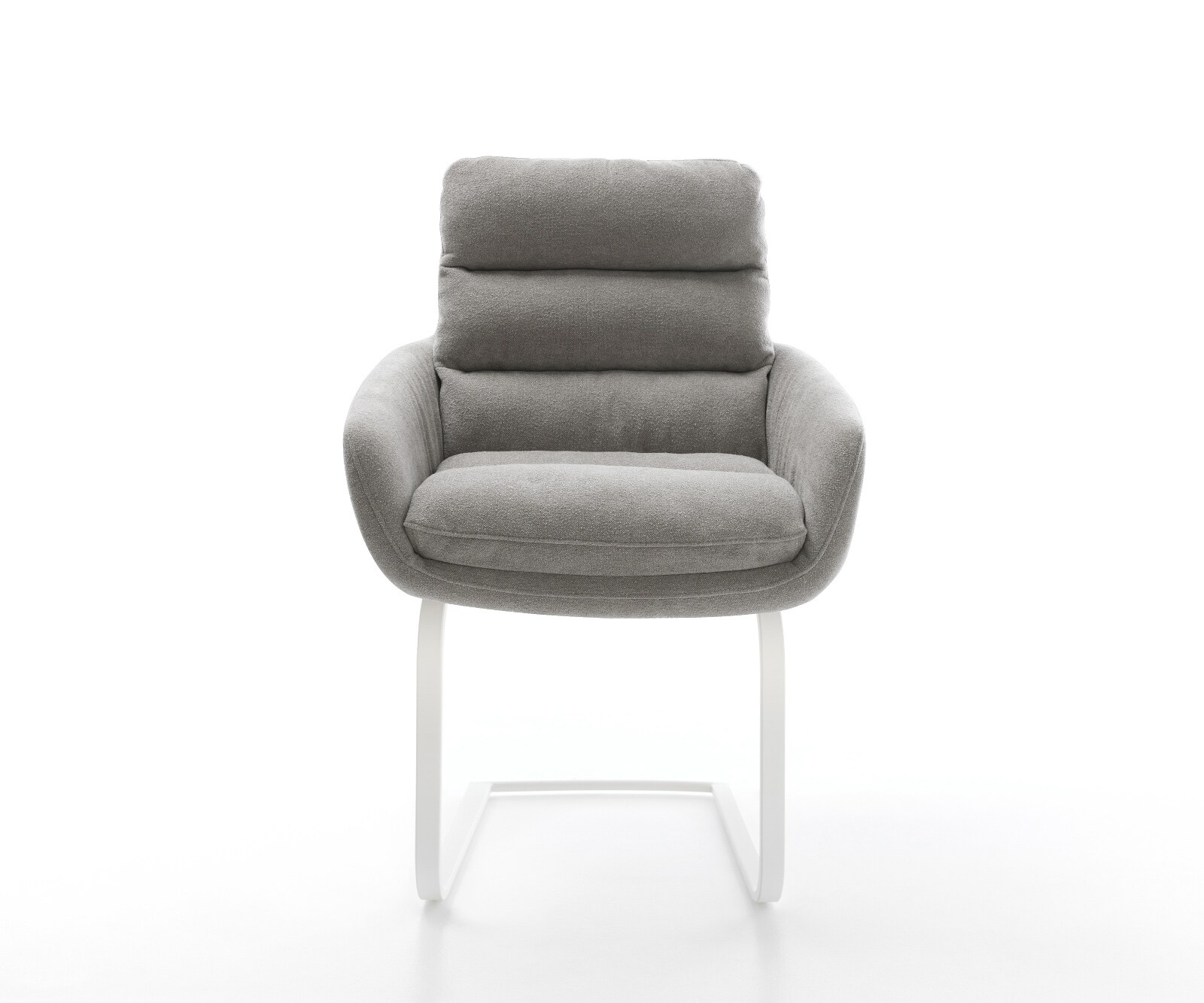 Cantilever Abelia-Flex avec accoudoirs tissu structuré doux gris pied cantilever plat blanc 2