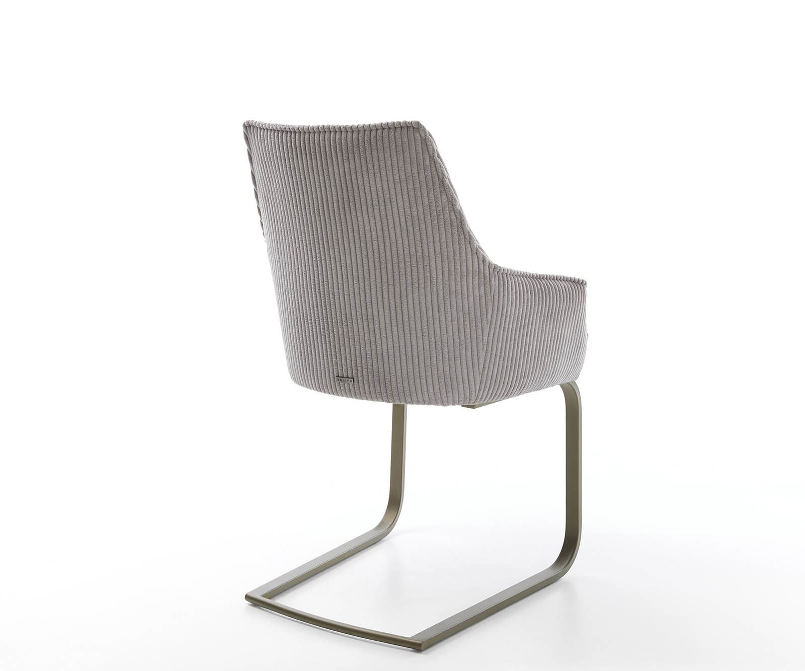 Cantilever Alja-Flex avec accoudoirs côtelé gris argenté pied cantilever plat aspect titane ressorts ensachés 4