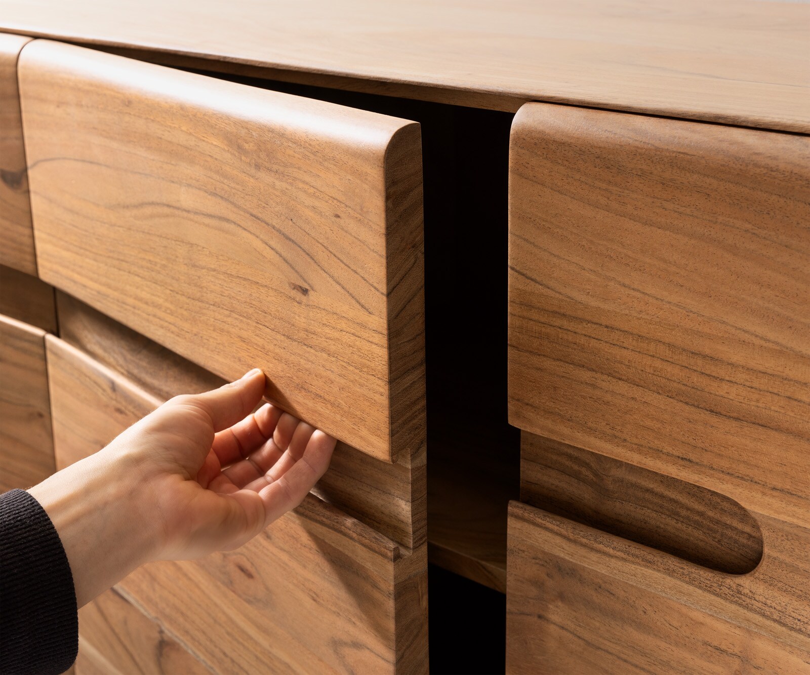 Buffet Anaya 145 cm acacia naturel 3 portes pied en L inox 5