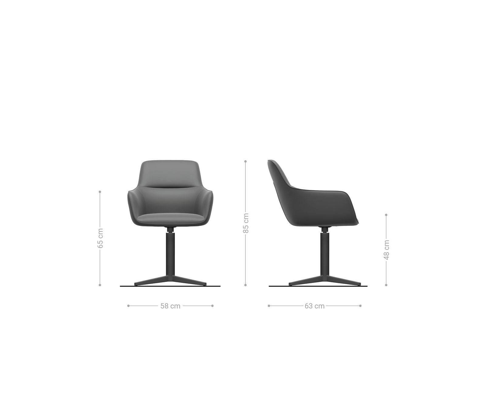Chaise-pivotante Pejo-Flex tissu mixte couleur boue pied de chaise 4 branches aspect titane pivotement sur 360° ressorts ensachés 5