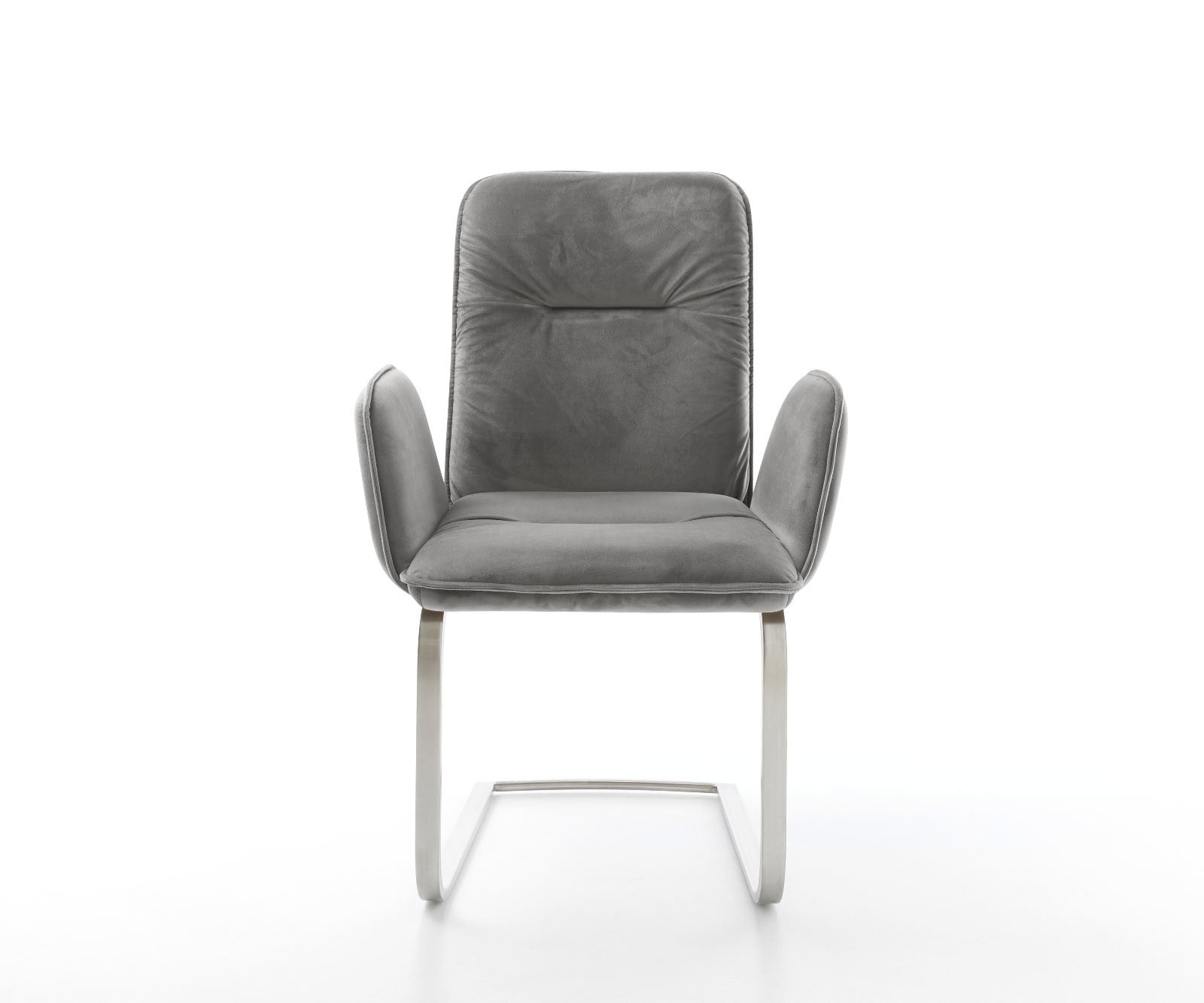 Cantilever Vinja-Flex velours gris pied cantilever plat acier inoxydable brossé 1 Cantilever Vinja-Flex velours gris pied cantilever plat acier inoxydable brossé 1