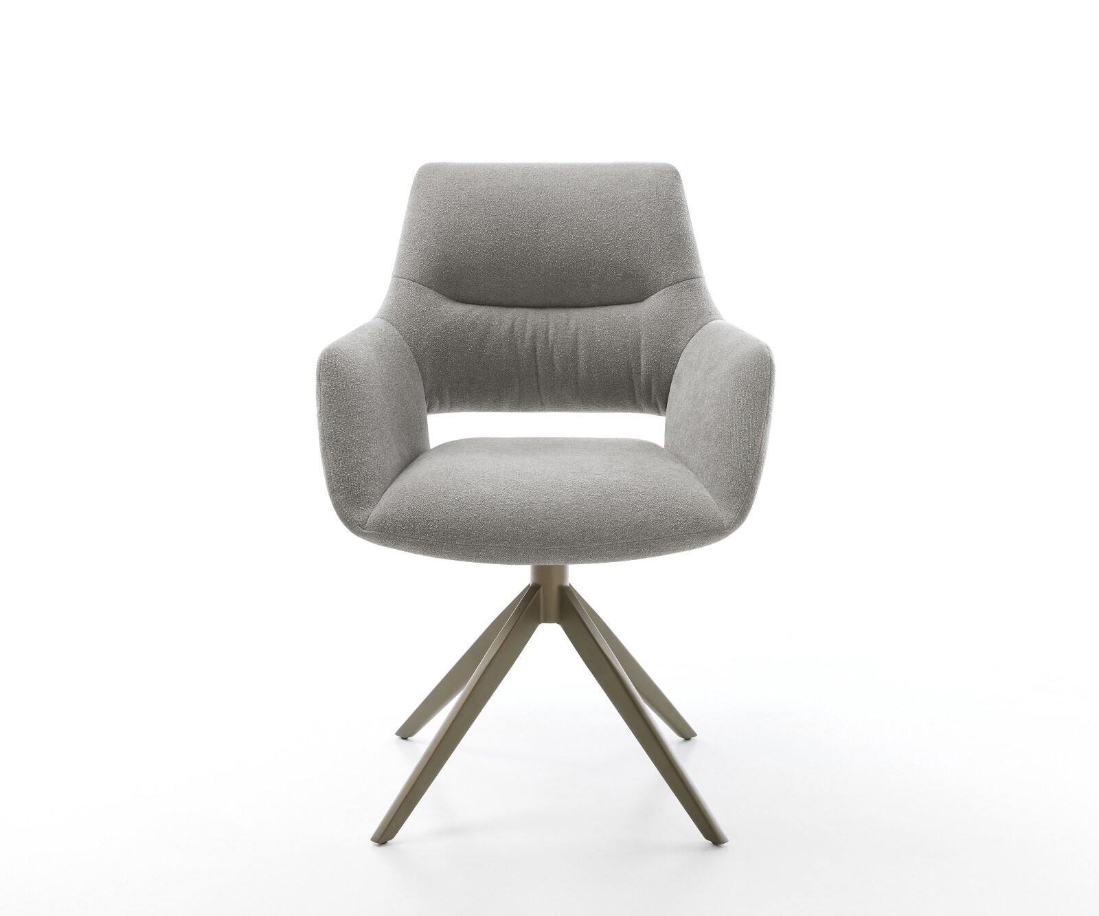 Chaise-pivotante Yago-Flex avec accoudoirs tissu structuré doux gris pied croisé large aspect titane pivotement sur 360° fonction bascule resorts ensachés 2