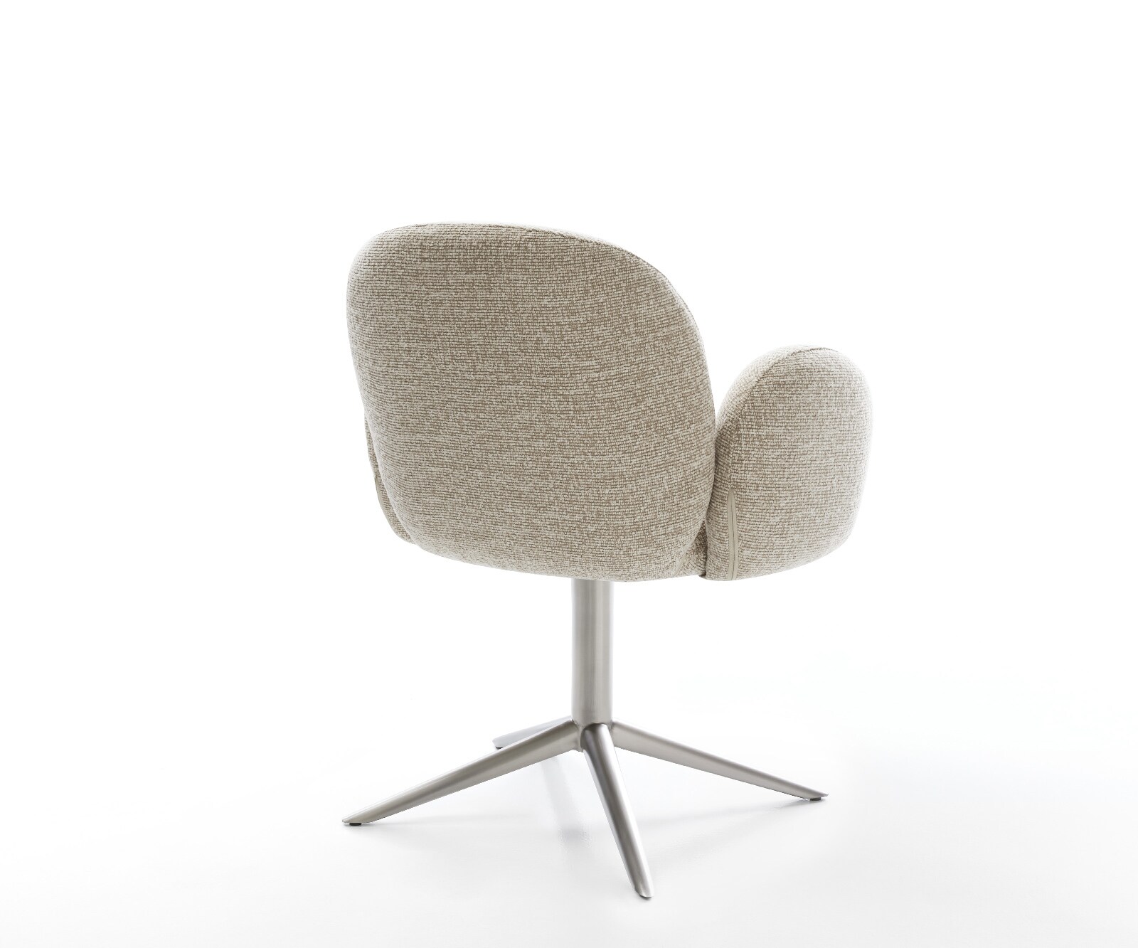 Chaise-pivotante Nube-Flex avec accoudoirs tissu tissé doux beige pied de chaise 4 branches acier inoxydable pivotement sur 360° fonction bascule resorts ensachés 5