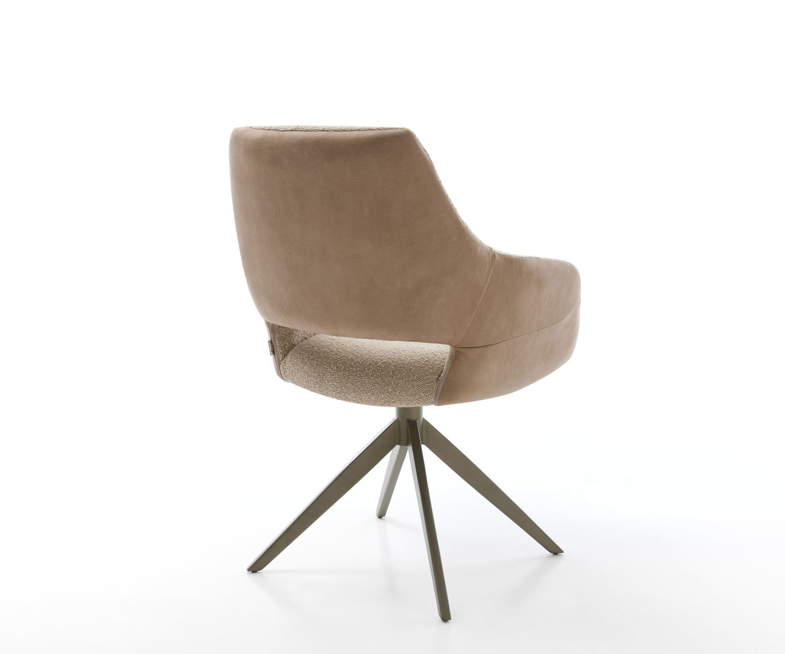 Chaise-pivotante Yago-Flex avec accoudoirs tissu mixte couleur boue pied croisé large aspect titane pivotement sur 360° ressorts ensachés 4 Chaise-pivotante Yago-Flex avec accoudoirs tissu mixte couleur boue pied croisé large aspect titane pivotement sur 360° ressorts ensachés 4