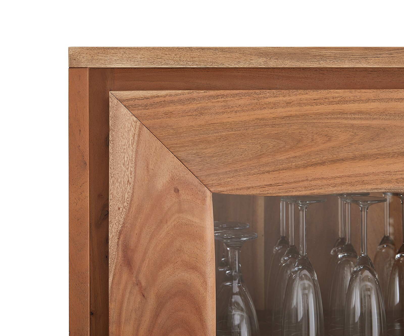 Vitrine Live-Edge 120x190 cm Acacia naturel à bords droits 2 portes 4 tiroirs Massif 5