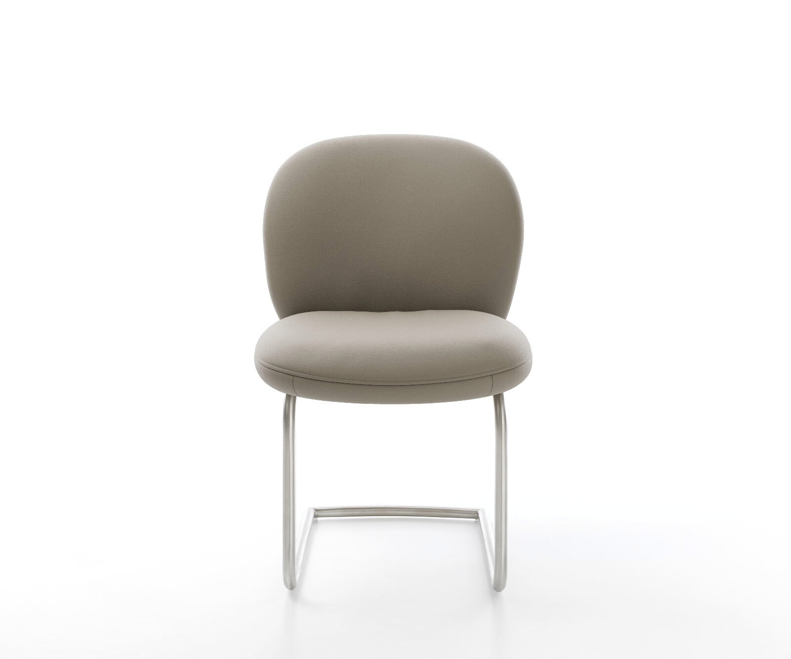 Cantilever Nube-Flex cuir de vache couleur boue pied cantilever rond acier inoxydable brossé ressorts ensachés 2