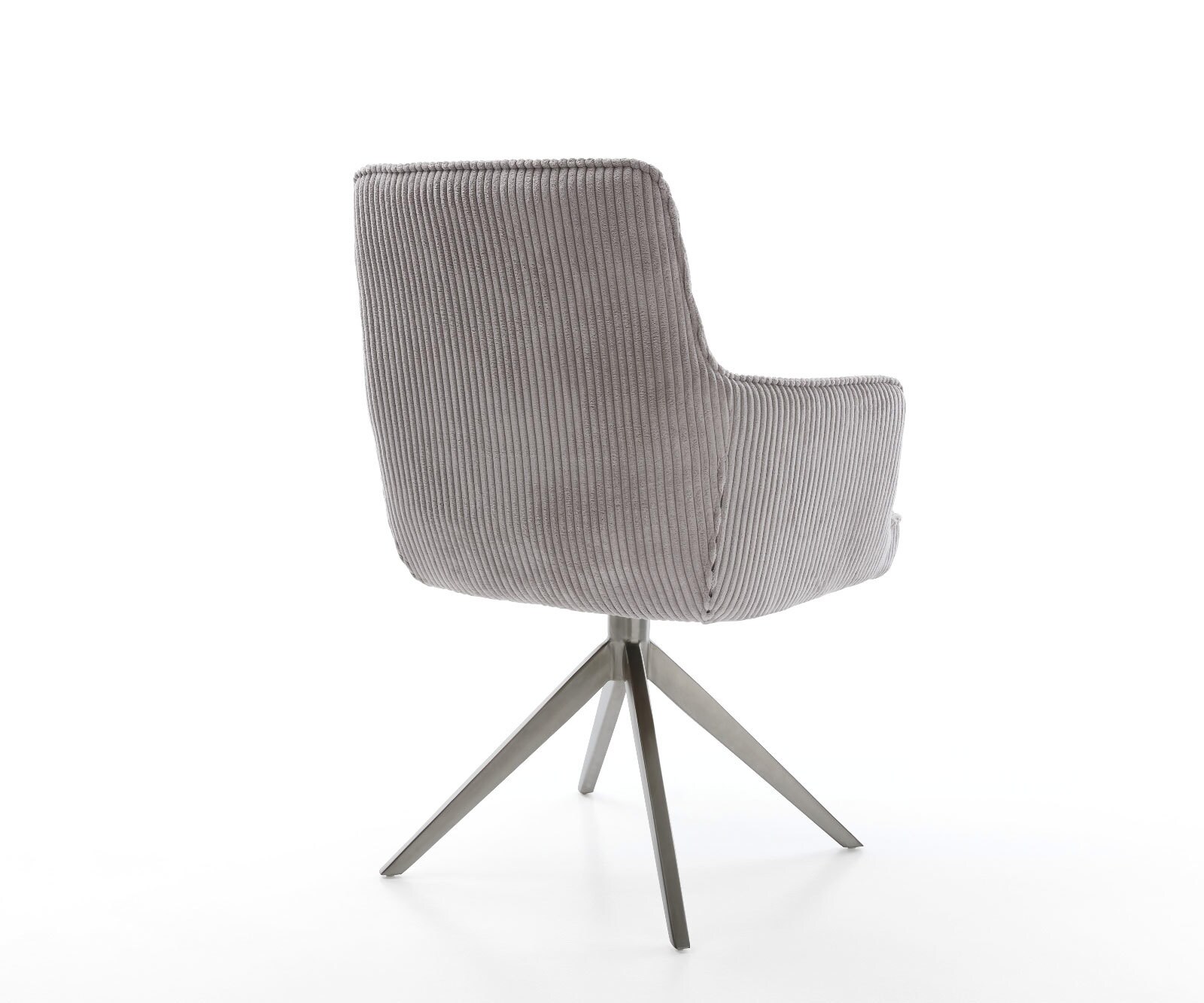 Chaise-pivotante Heira-Flex mit Armlehnen côtelé gris argenté pied croisé large grafiete pivotement sur 360° fonction bascule ressorts ensachés 4