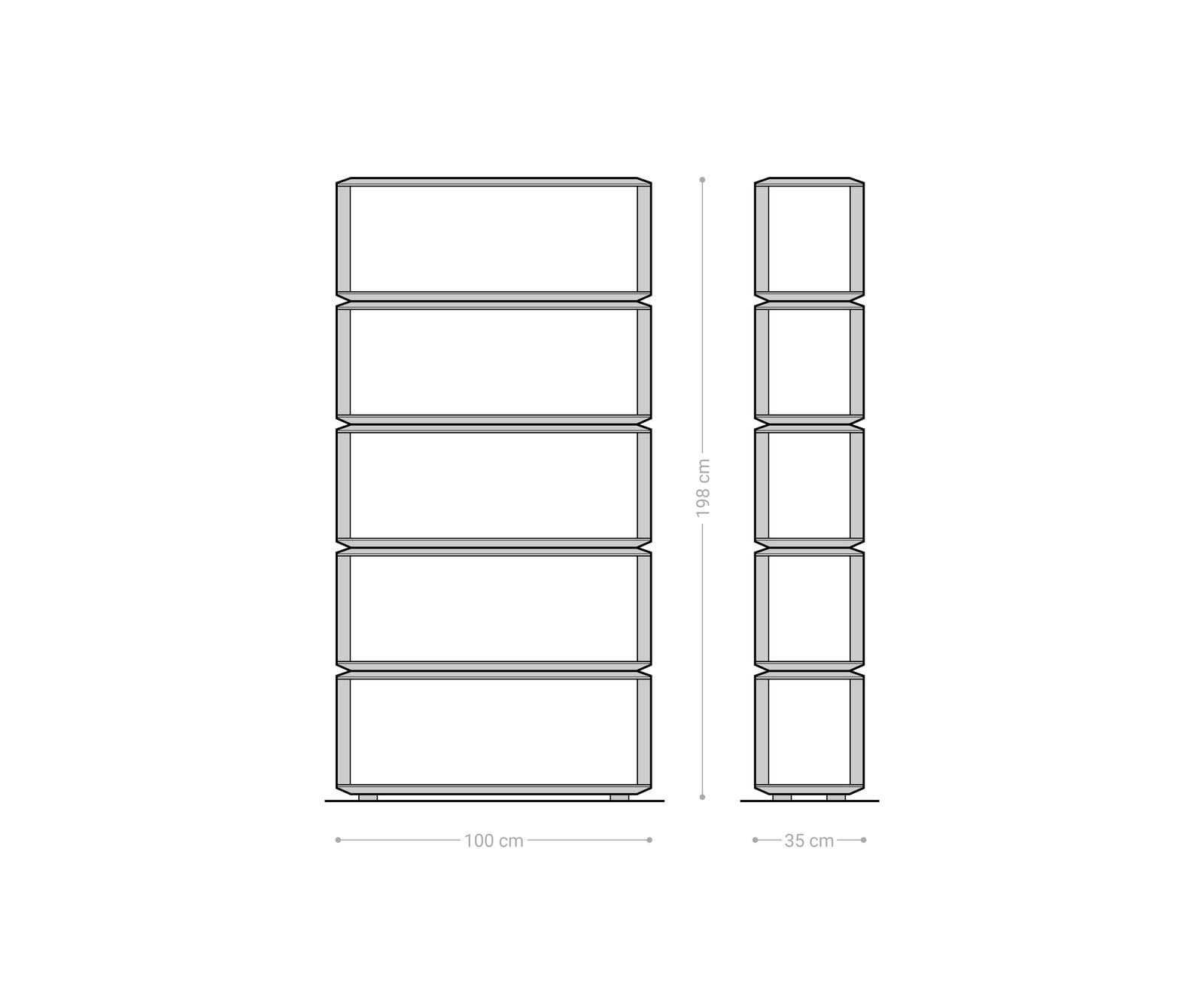 Bibliothèque Sakura 100x200 cm Acacia Naturel 5 compartiments 8