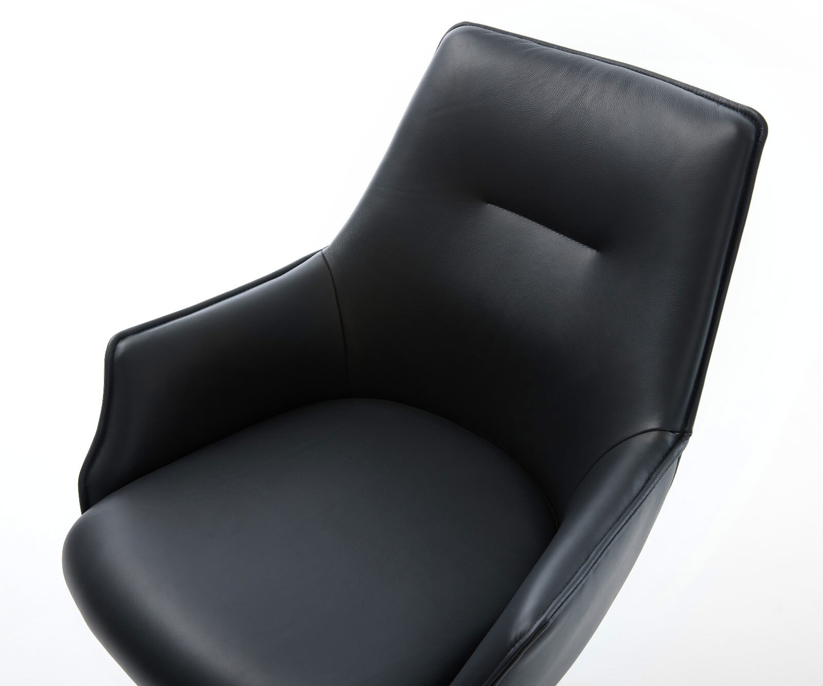 Chaise-pivotante Alja-Flex avec accoudoirs cuir de vache noir pied croisé large aspect titane pivotement sur 360° ressorts ensachés 4
