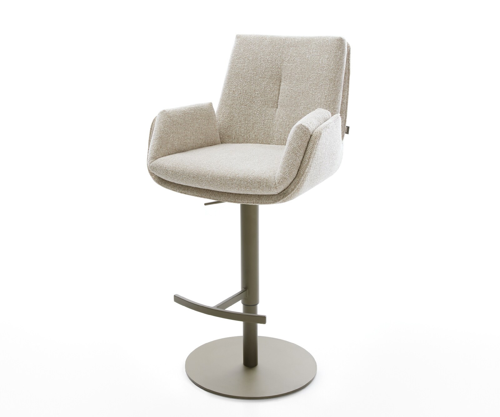 Chaise-de-bar Clea-Flex Tissu tissé doux Beige Pied pivotant réglable en hauteur couleur titane Couleur titane 1